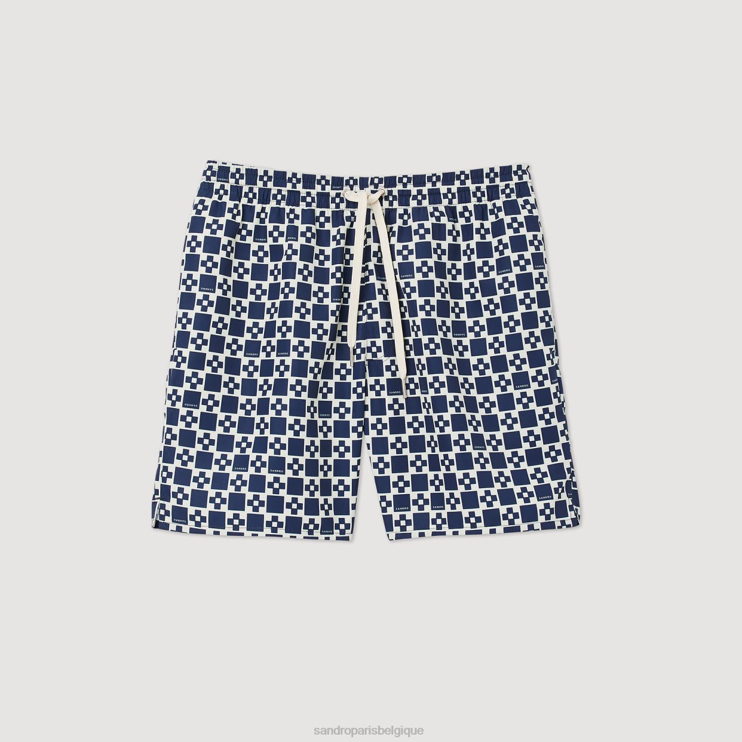 vêtements Sandro Paris short de bain à croix carrée croix carrée marine Hommes XLXD587
