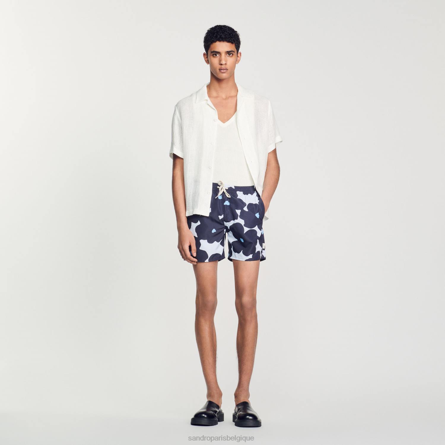 vêtements Sandro Paris short de bain à fleurs bleu marine Hommes XLXD694