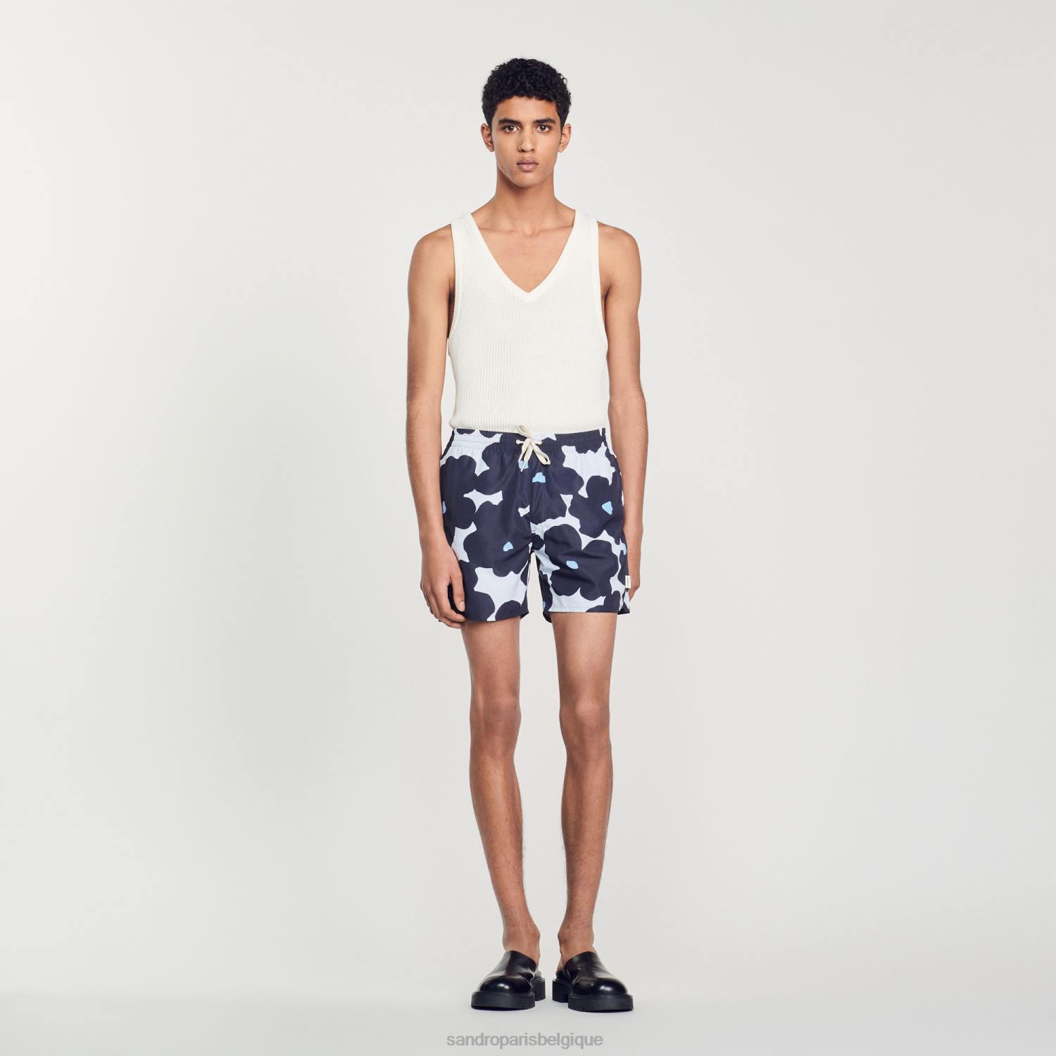 vêtements Sandro Paris short de bain à fleurs bleu marine Hommes XLXD694