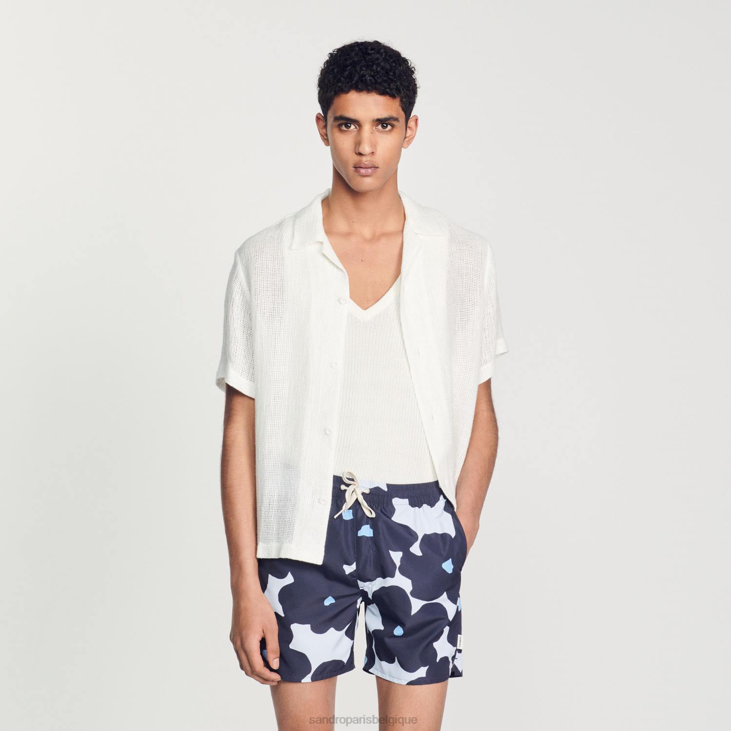 vêtements Sandro Paris short de bain à fleurs bleu marine Hommes XLXD694