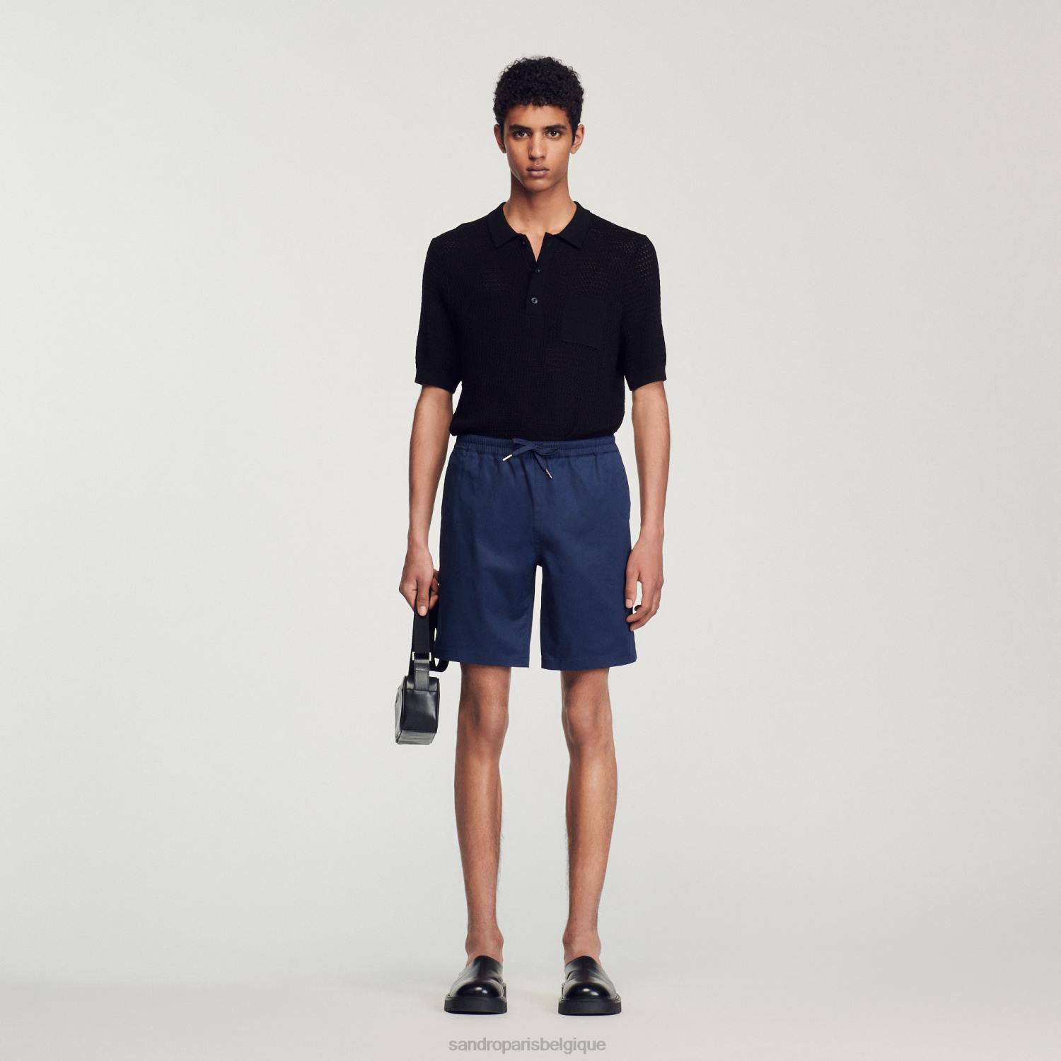 vêtements Sandro Paris short en coton bleu Hommes XLXD772