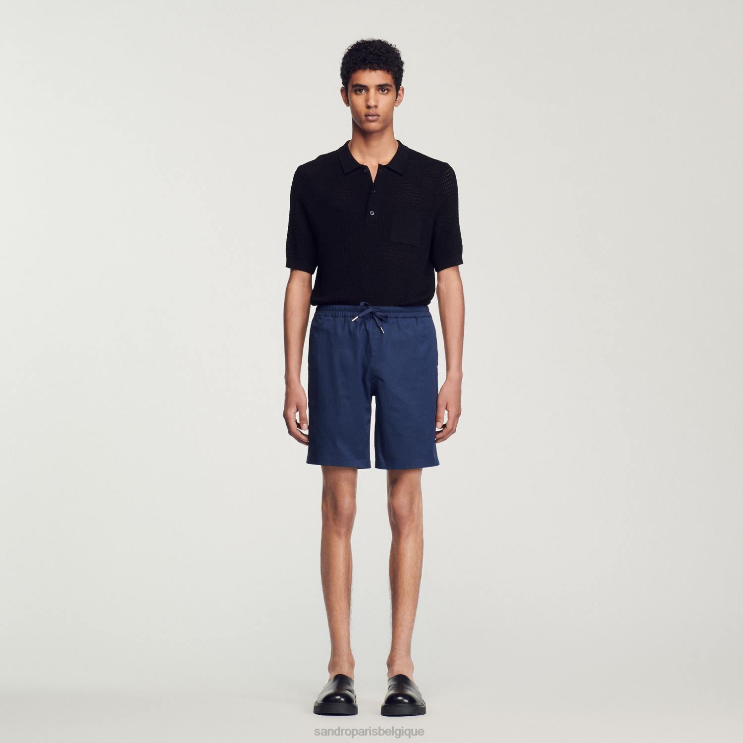 vêtements Sandro Paris short en coton bleu Hommes XLXD772
