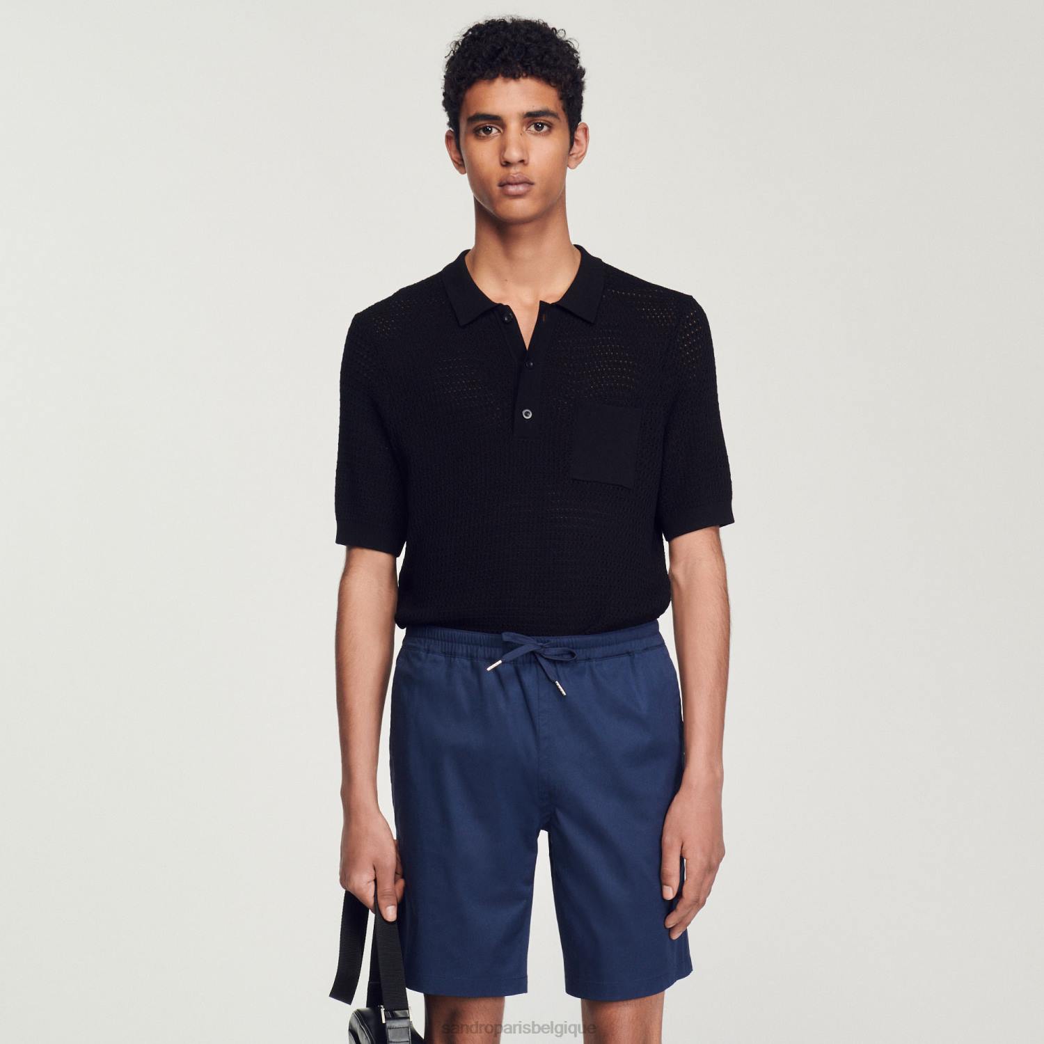 vêtements Sandro Paris short en coton bleu Hommes XLXD772