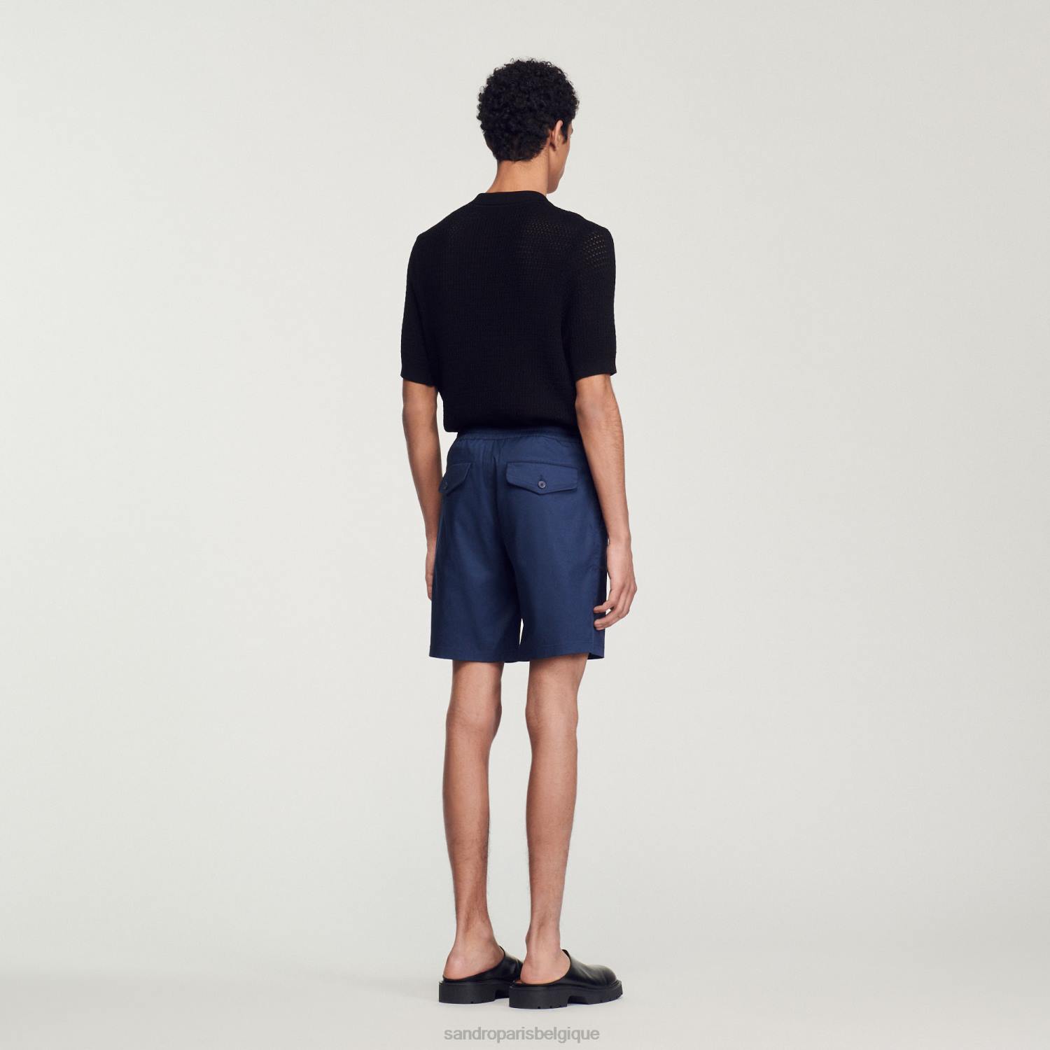vêtements Sandro Paris short en coton bleu Hommes XLXD772