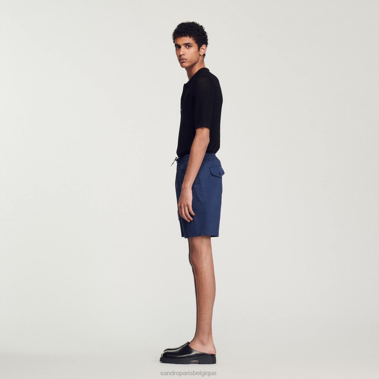 vêtements Sandro Paris short en coton bleu Hommes XLXD772