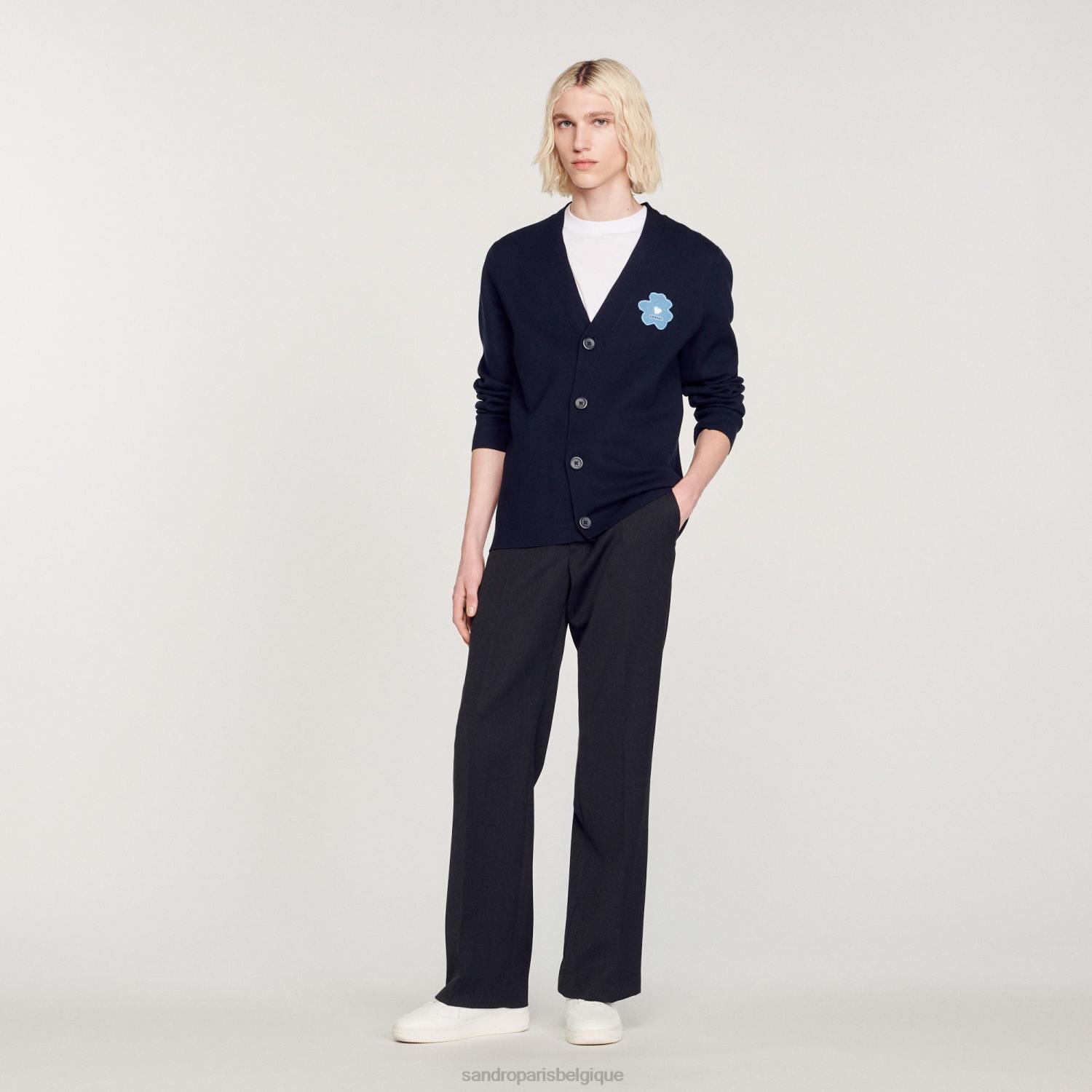 vêtements Sandro Paris cardigan à fleurs bleu marine Hommes XLXD732