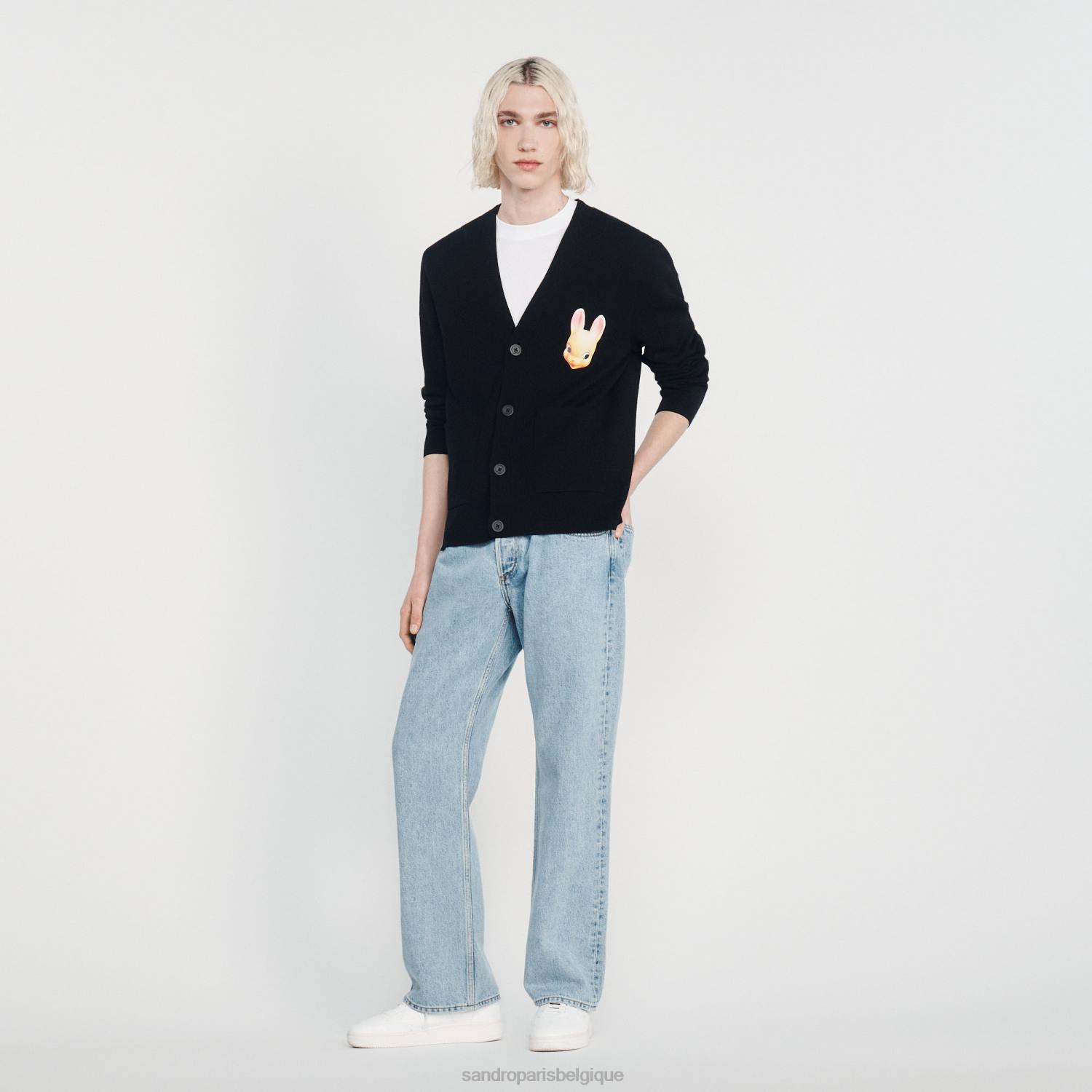 vêtements Sandro Paris cardigan lapin noir Hommes XLXD797
