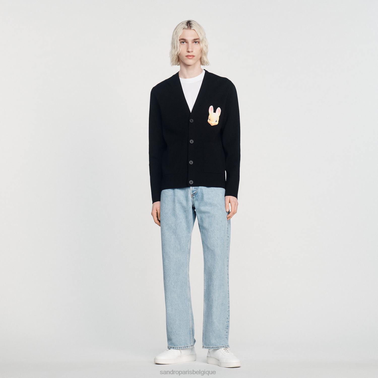 vêtements Sandro Paris cardigan lapin noir Hommes XLXD797