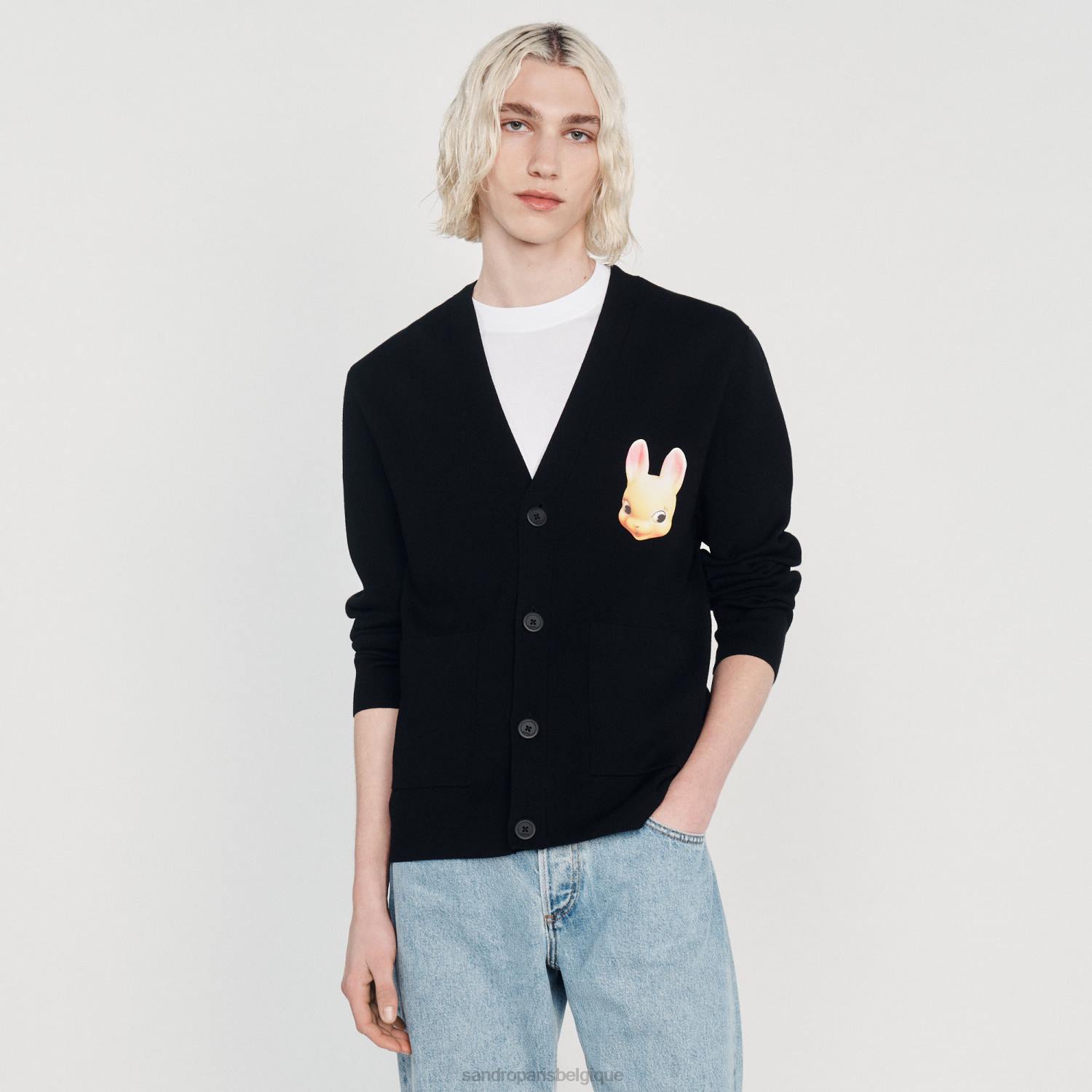 vêtements Sandro Paris cardigan lapin noir Hommes XLXD797