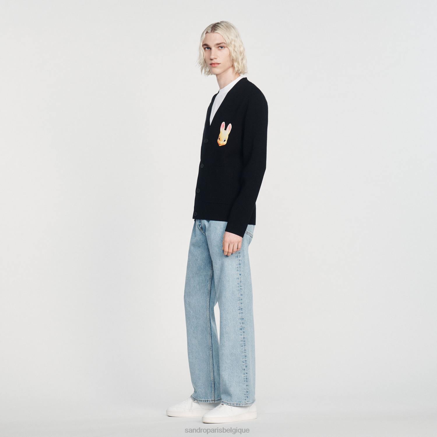 vêtements Sandro Paris cardigan lapin noir Hommes XLXD797