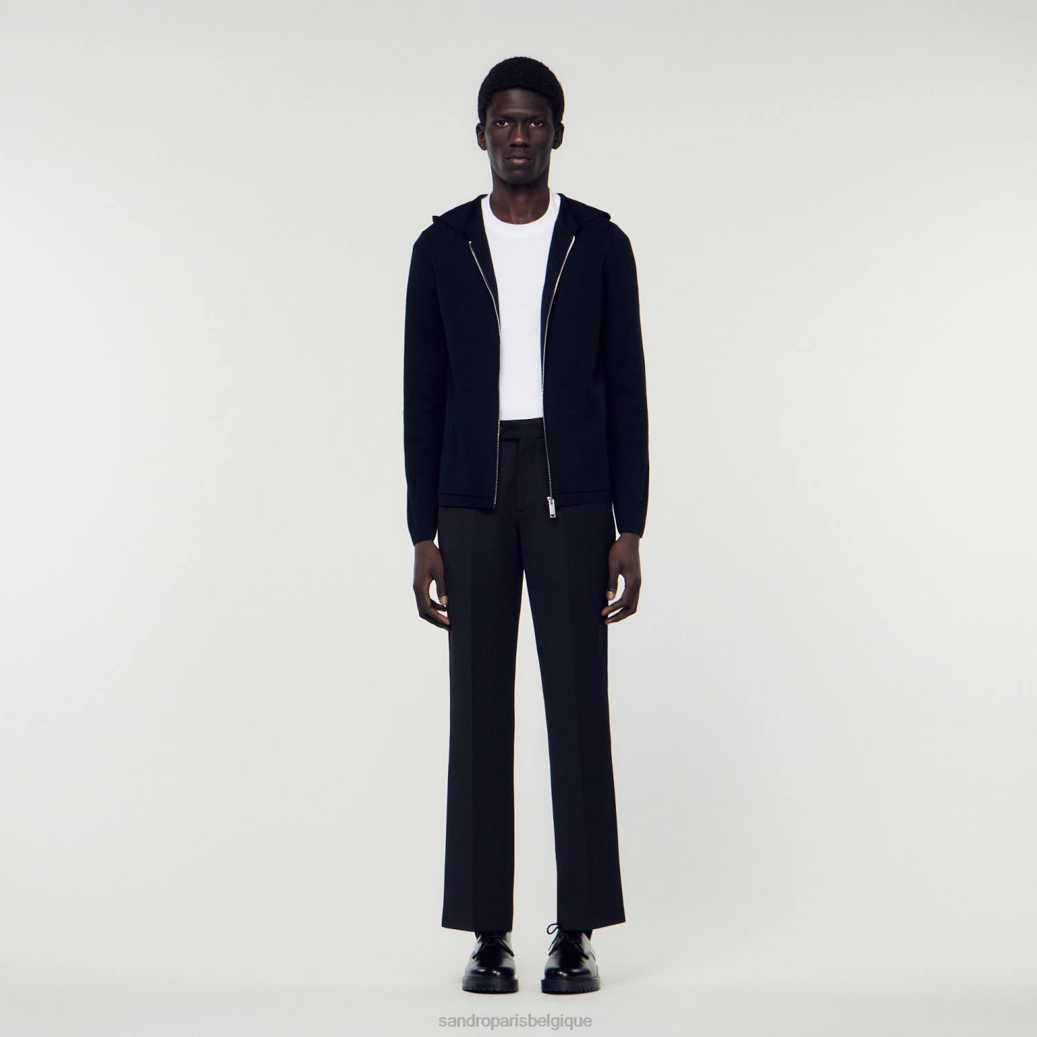 vêtements Sandro Paris cardigan zippé à capuche noir Hommes XLXD672