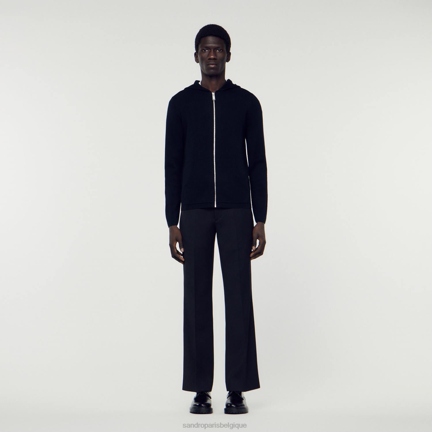vêtements Sandro Paris cardigan zippé à capuche noir Hommes XLXD672