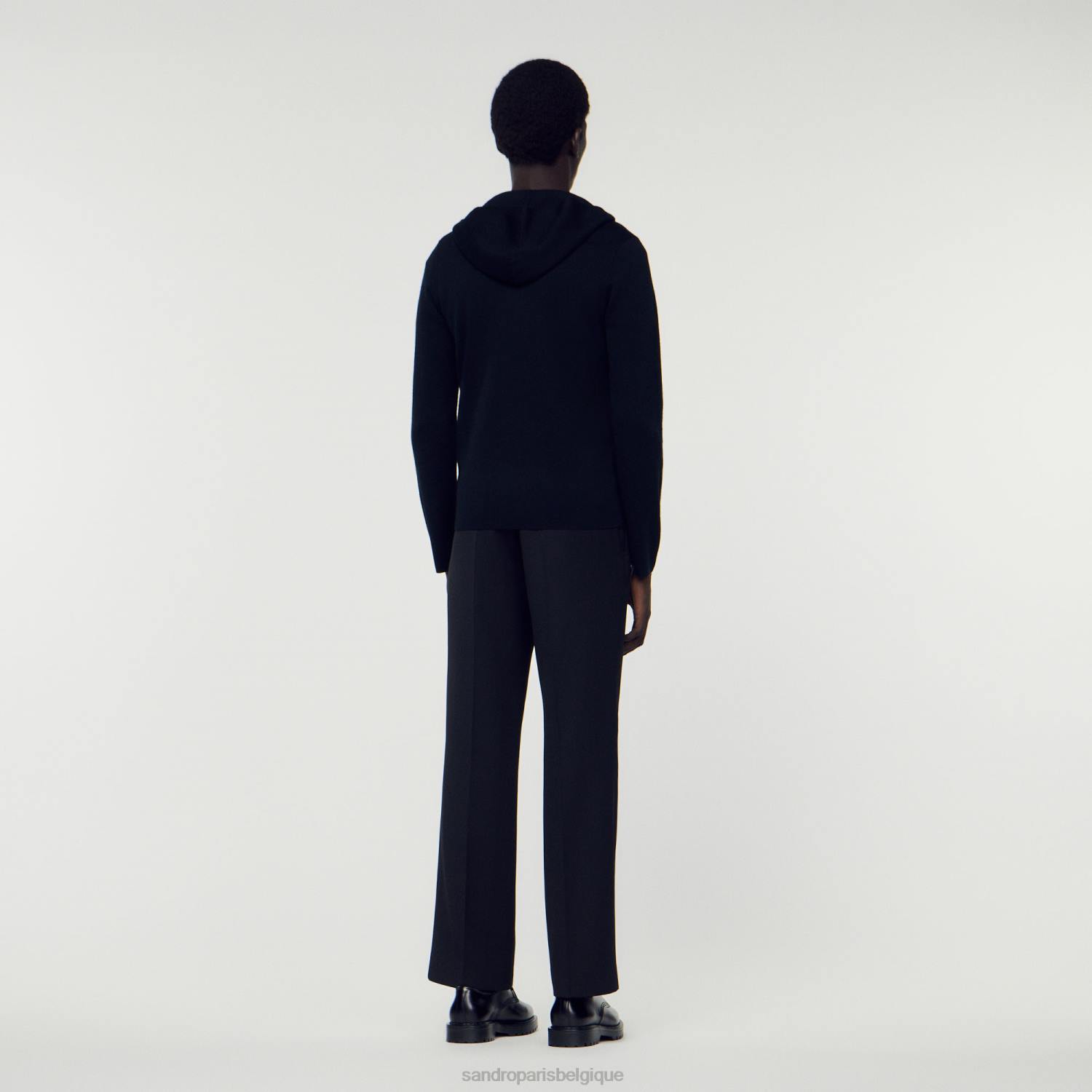 vêtements Sandro Paris cardigan zippé à capuche noir Hommes XLXD672