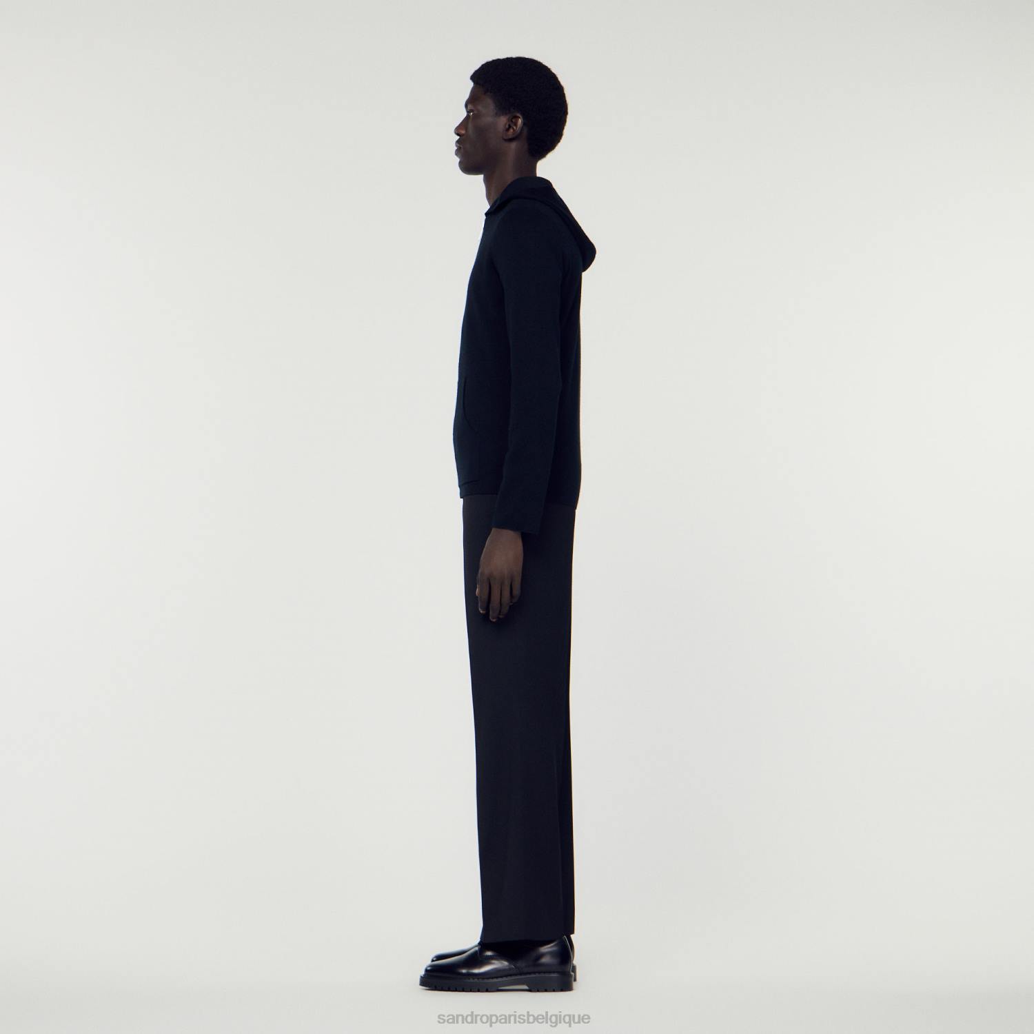 vêtements Sandro Paris cardigan zippé à capuche noir Hommes XLXD672