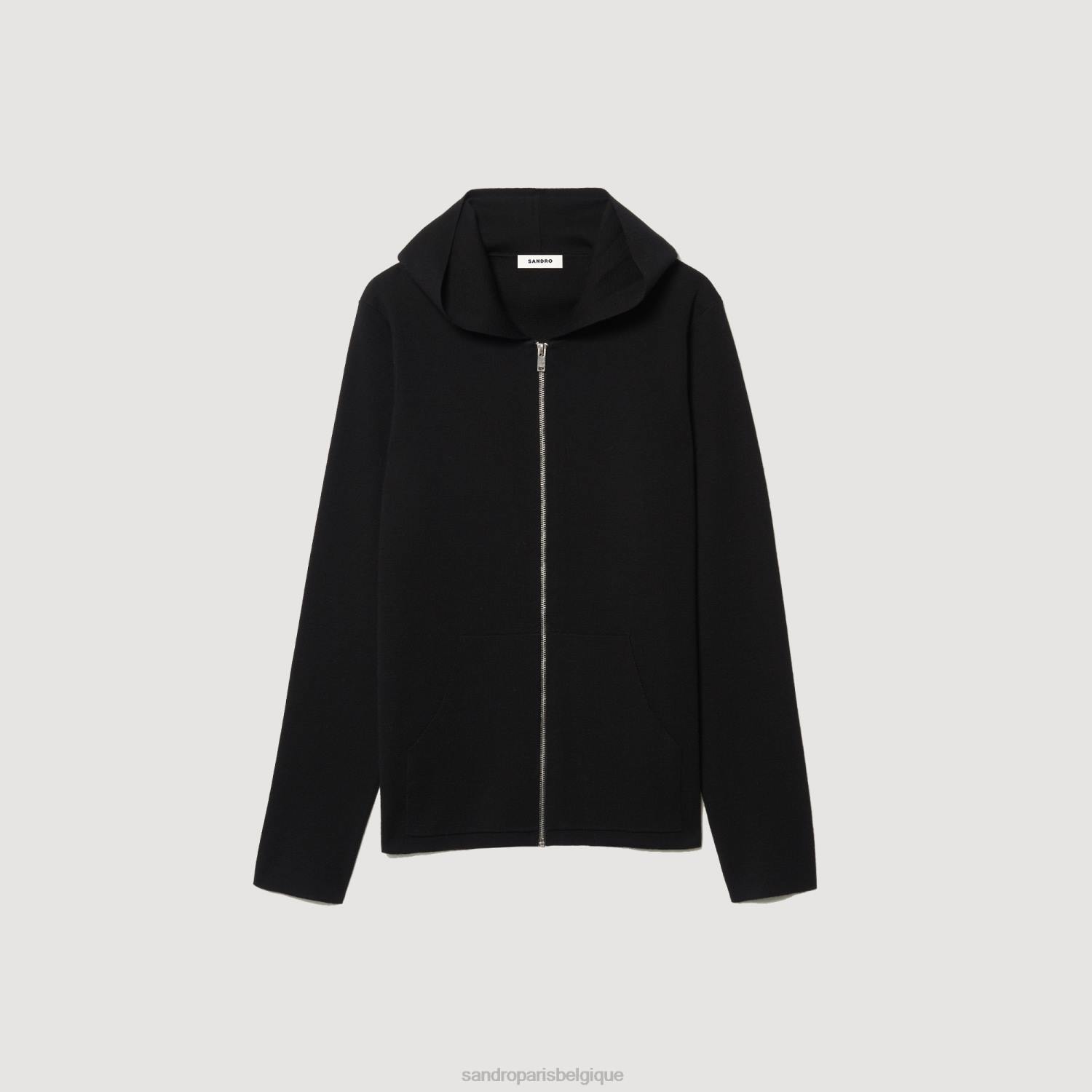 vêtements Sandro Paris cardigan zippé à capuche noir Hommes XLXD672