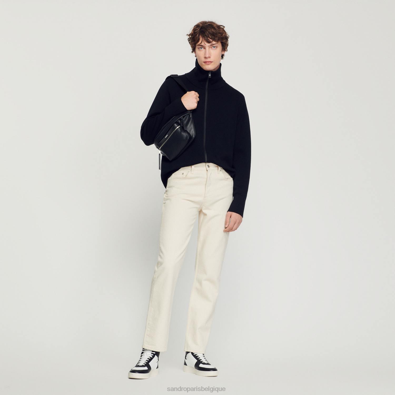 vêtements Sandro Paris cardigan zippé en laine noir Hommes XLXD667
