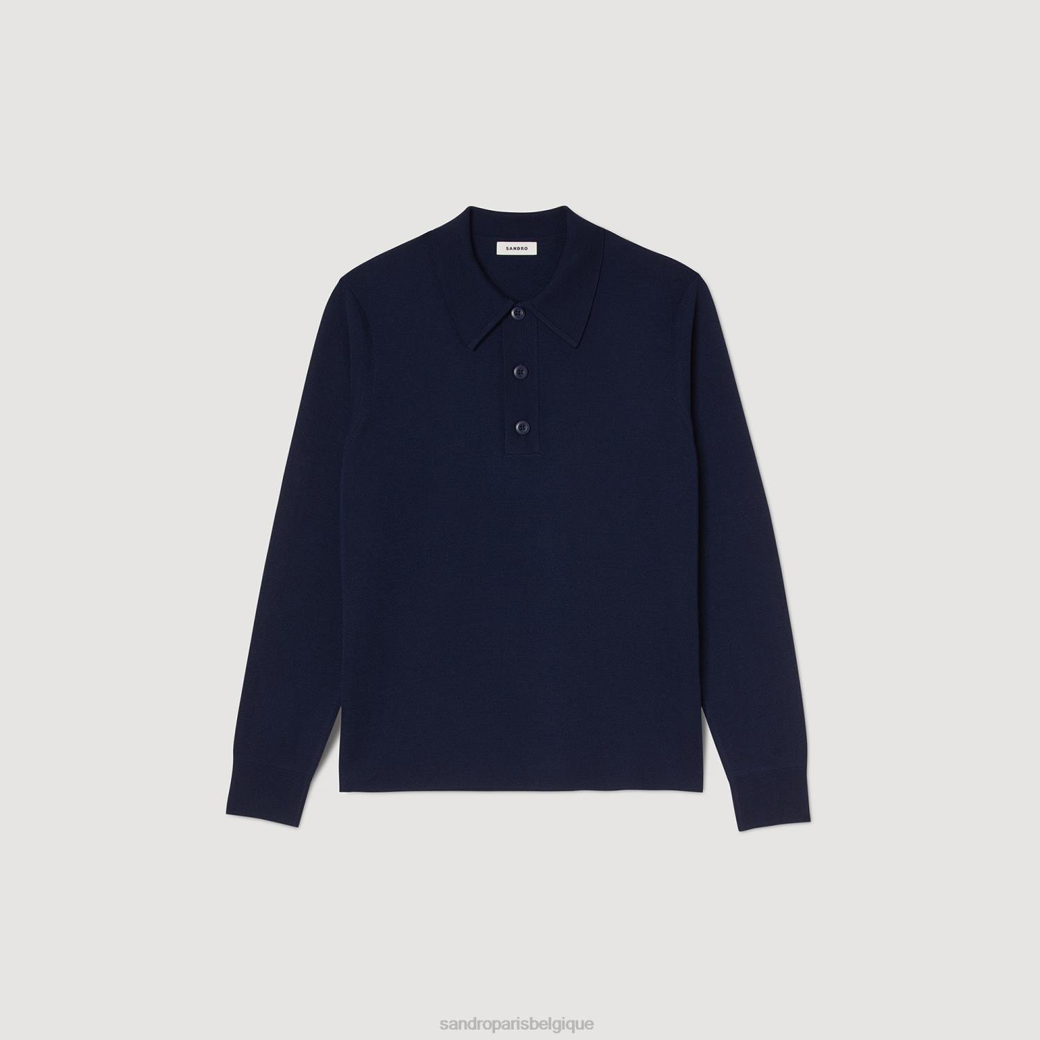vêtements Sandro Paris pull avec col polo bleu Hommes XLXD654