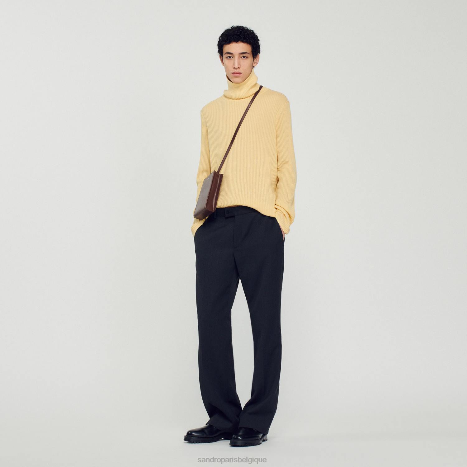 vêtements Sandro Paris pull à col roulé jaune Hommes XLXD618