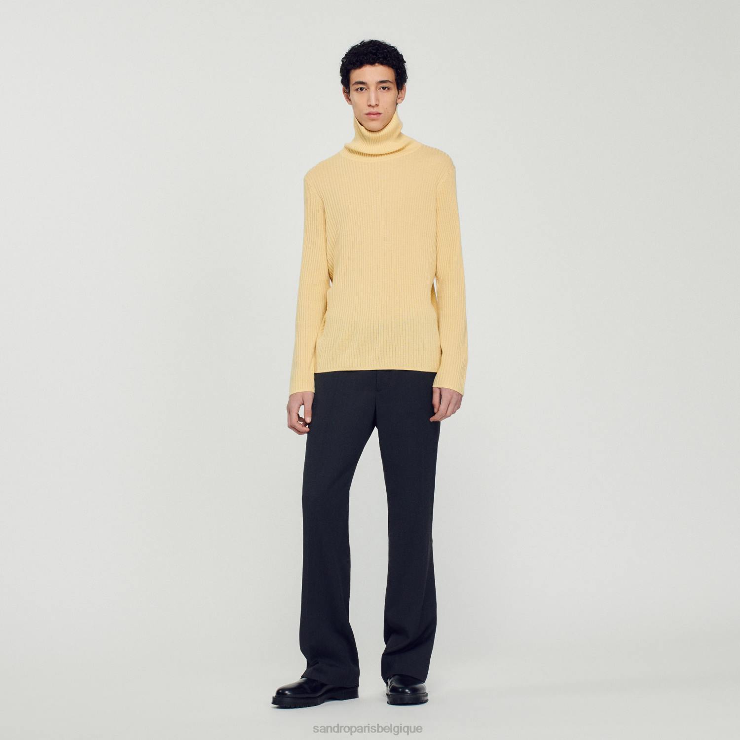 vêtements Sandro Paris pull à col roulé jaune Hommes XLXD618