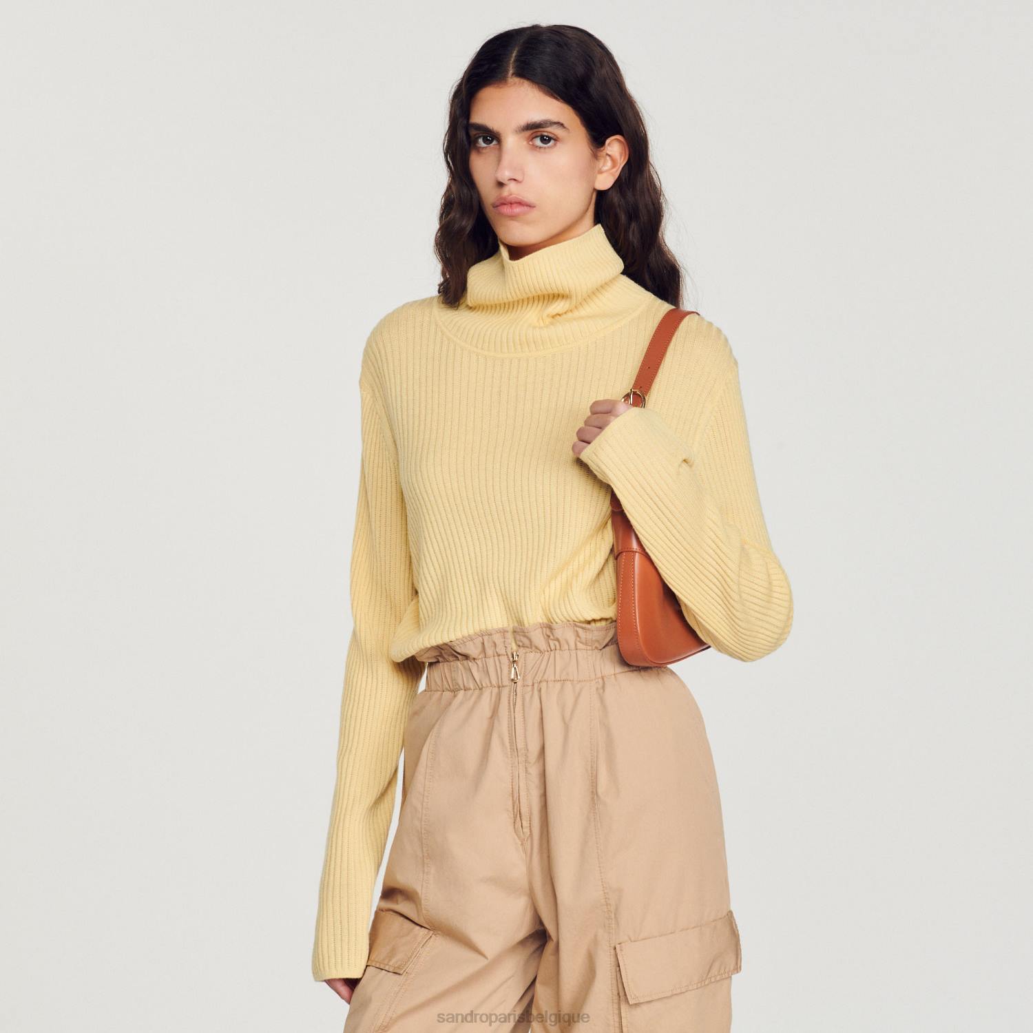 vêtements Sandro Paris pull à col roulé jaune Hommes XLXD618