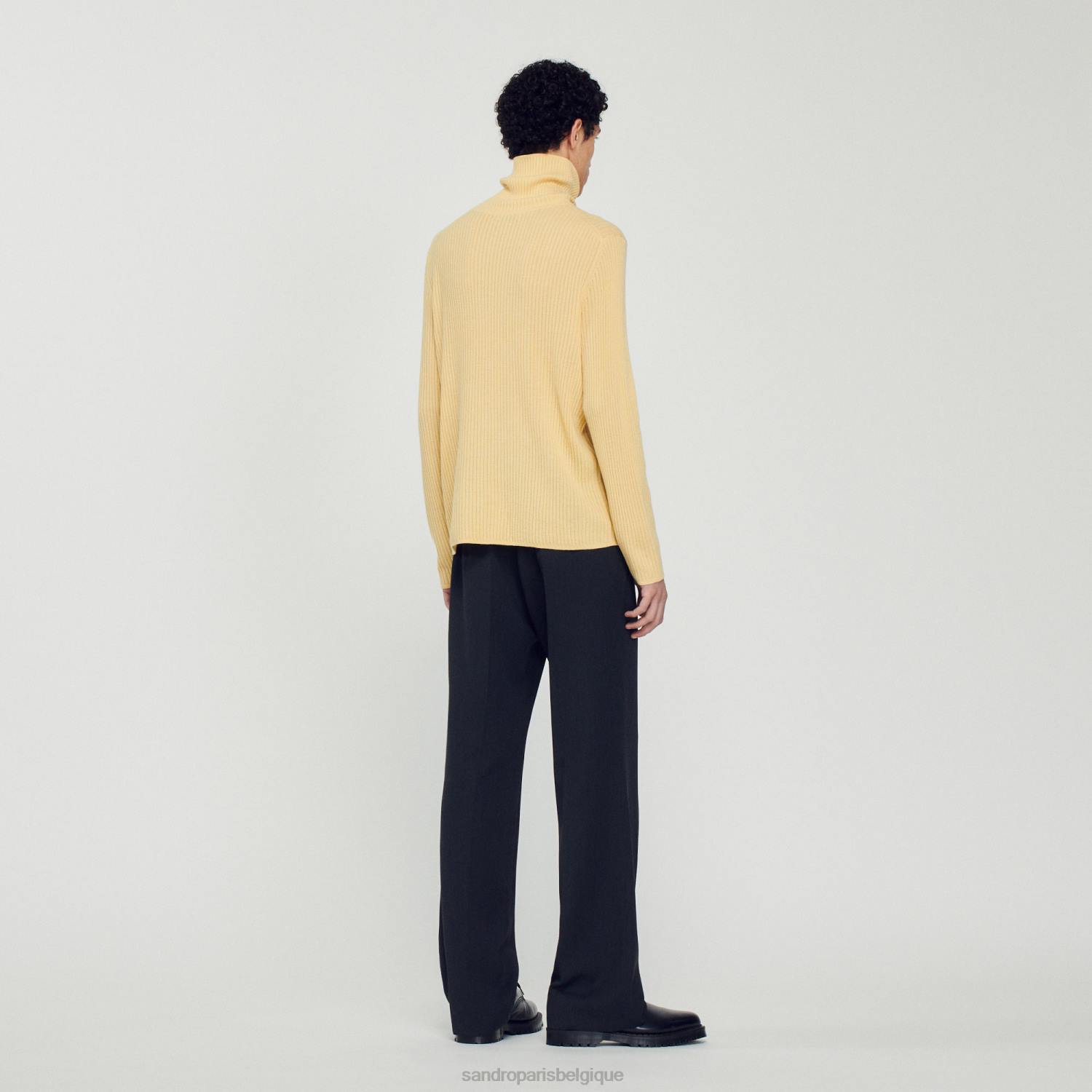vêtements Sandro Paris pull à col roulé jaune Hommes XLXD618