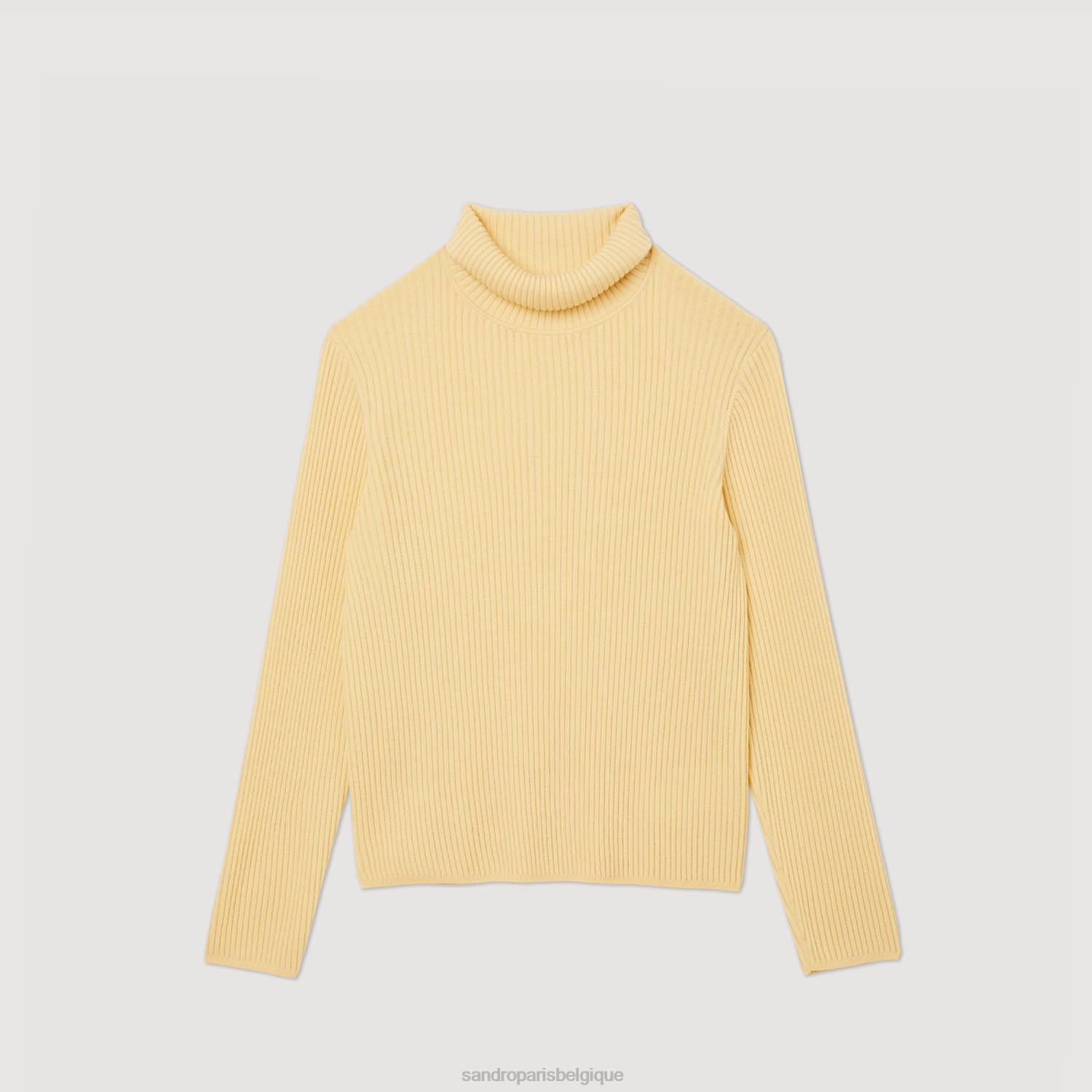vêtements Sandro Paris pull à col roulé jaune Hommes XLXD618