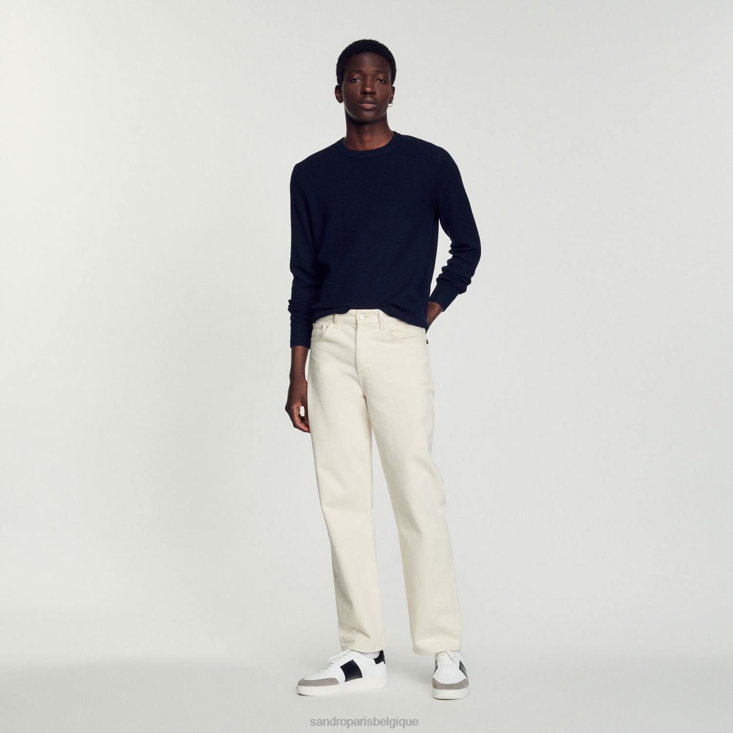 vêtements Sandro Paris pull en laine bleu marine Hommes XLXD687