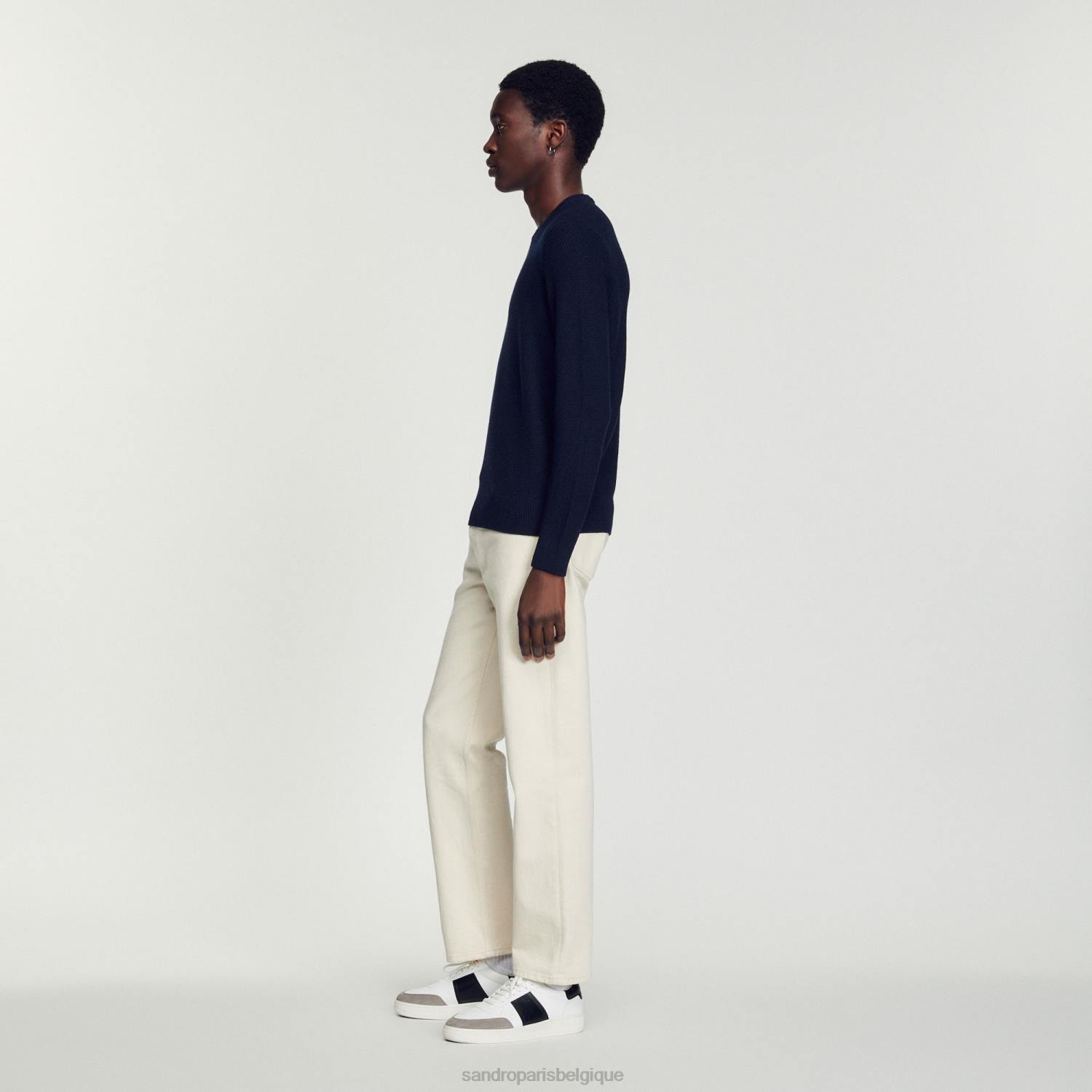 vêtements Sandro Paris pull en laine bleu marine Hommes XLXD687