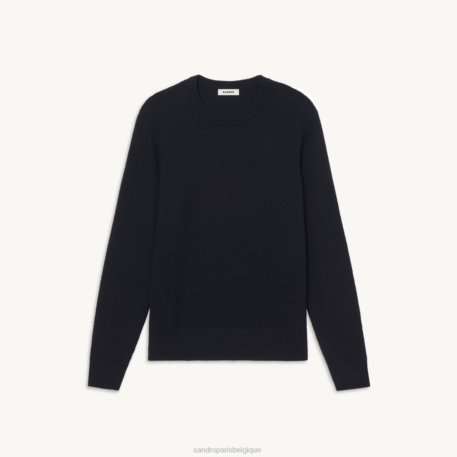 vêtements Sandro Paris pull en laine bleu marine Hommes XLXD687