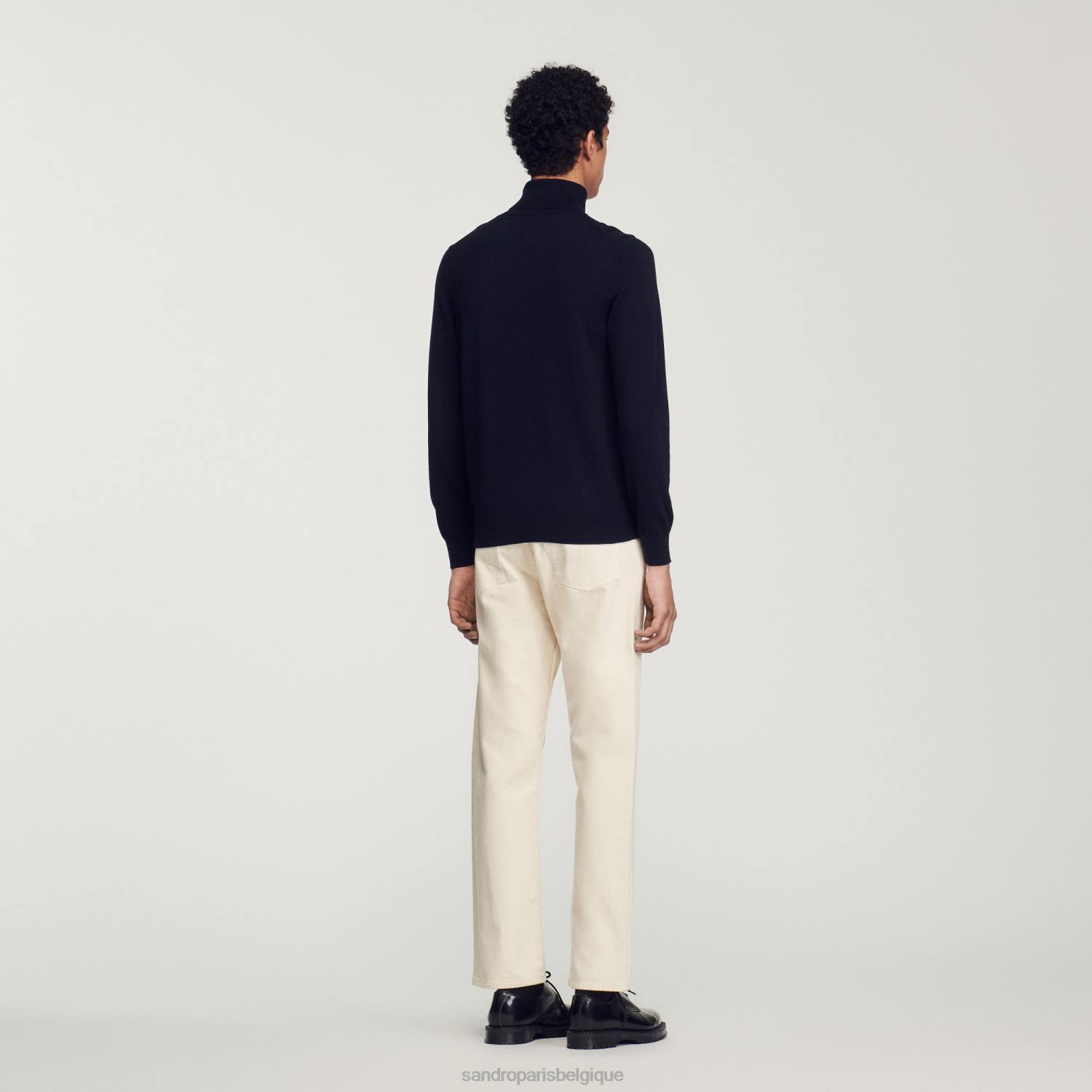 vêtements Sandro Paris pull en laine à col roulé bleu marine Hommes XLXD675