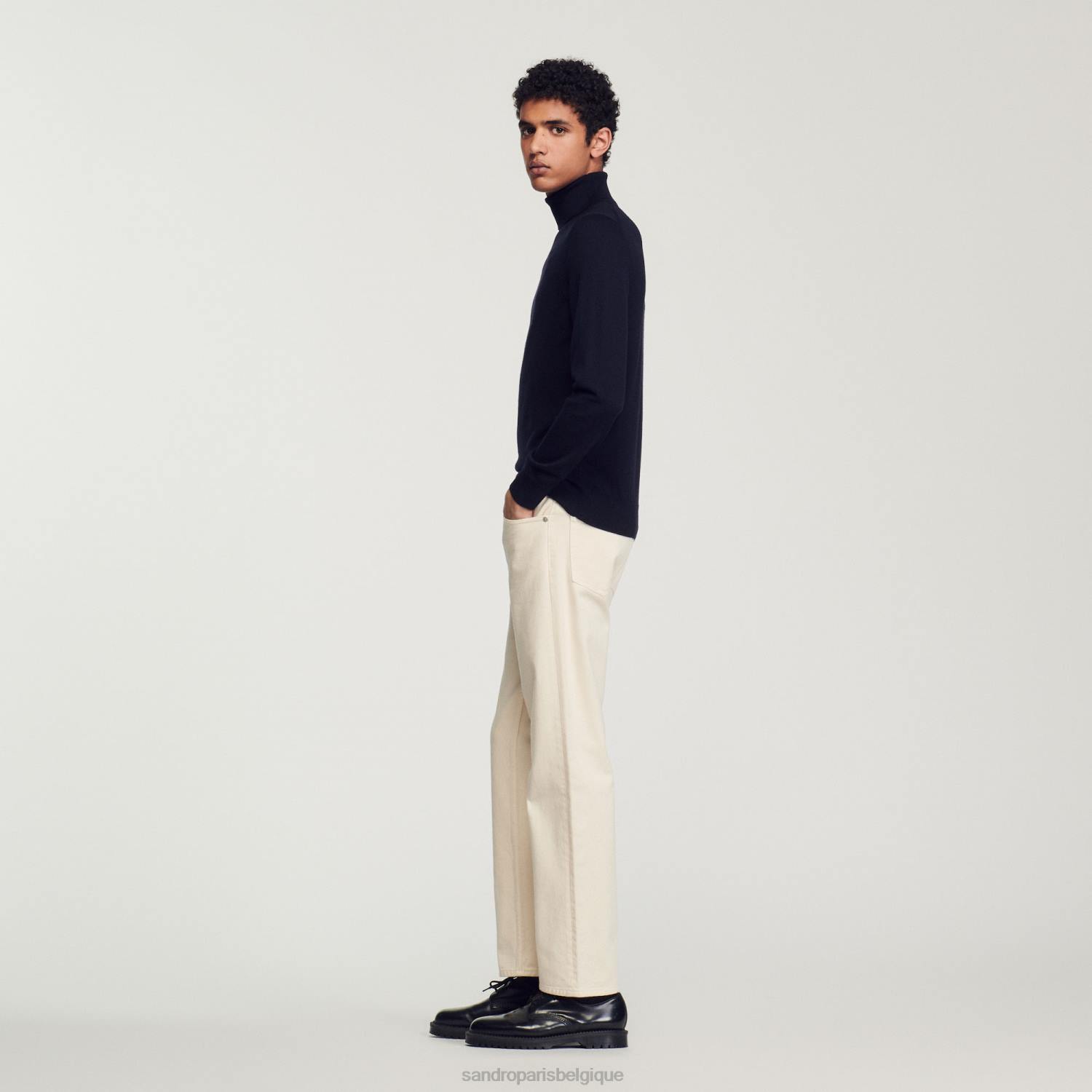 vêtements Sandro Paris pull en laine à col roulé bleu marine Hommes XLXD675