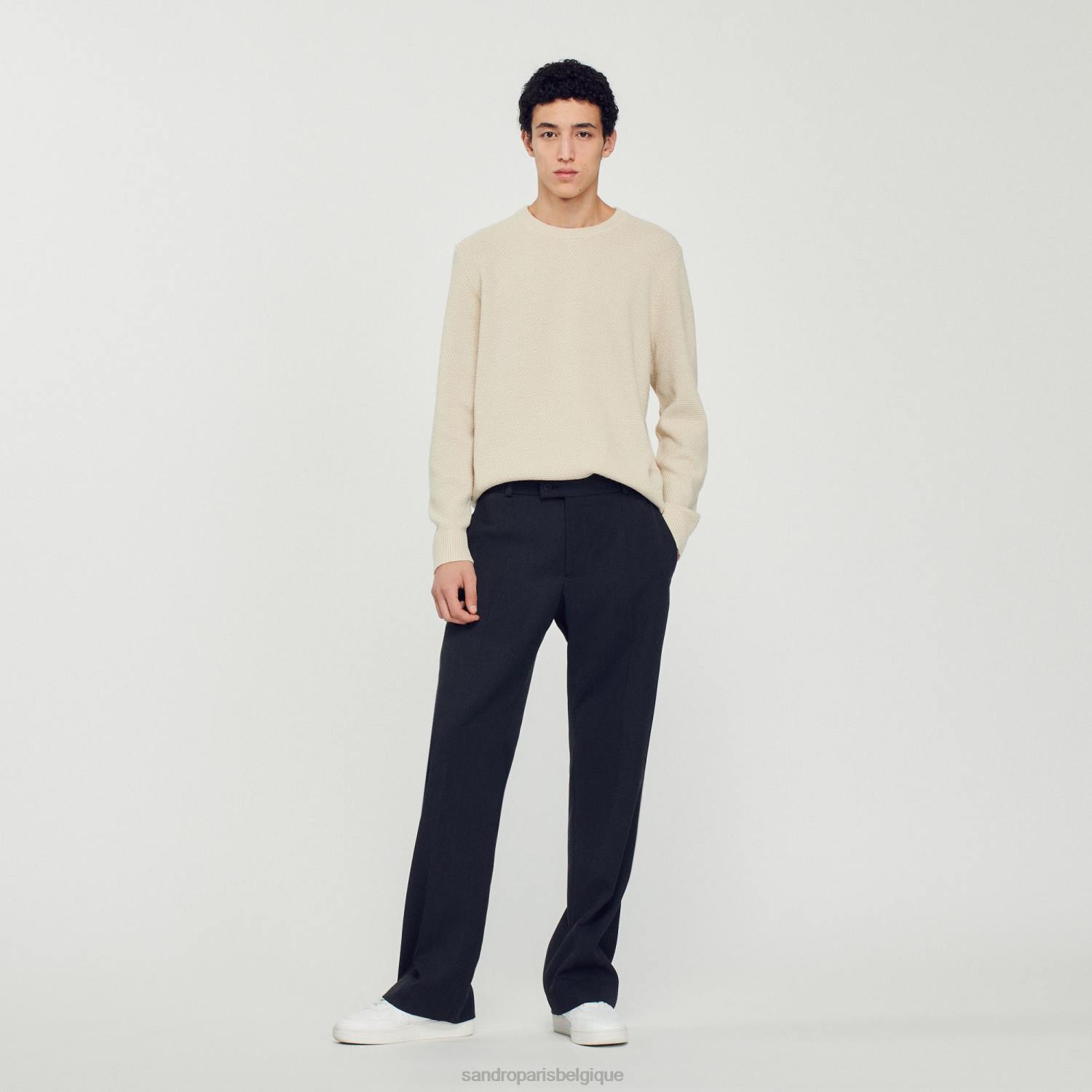 vêtements Sandro Paris pull en laine écru Hommes XLXD688