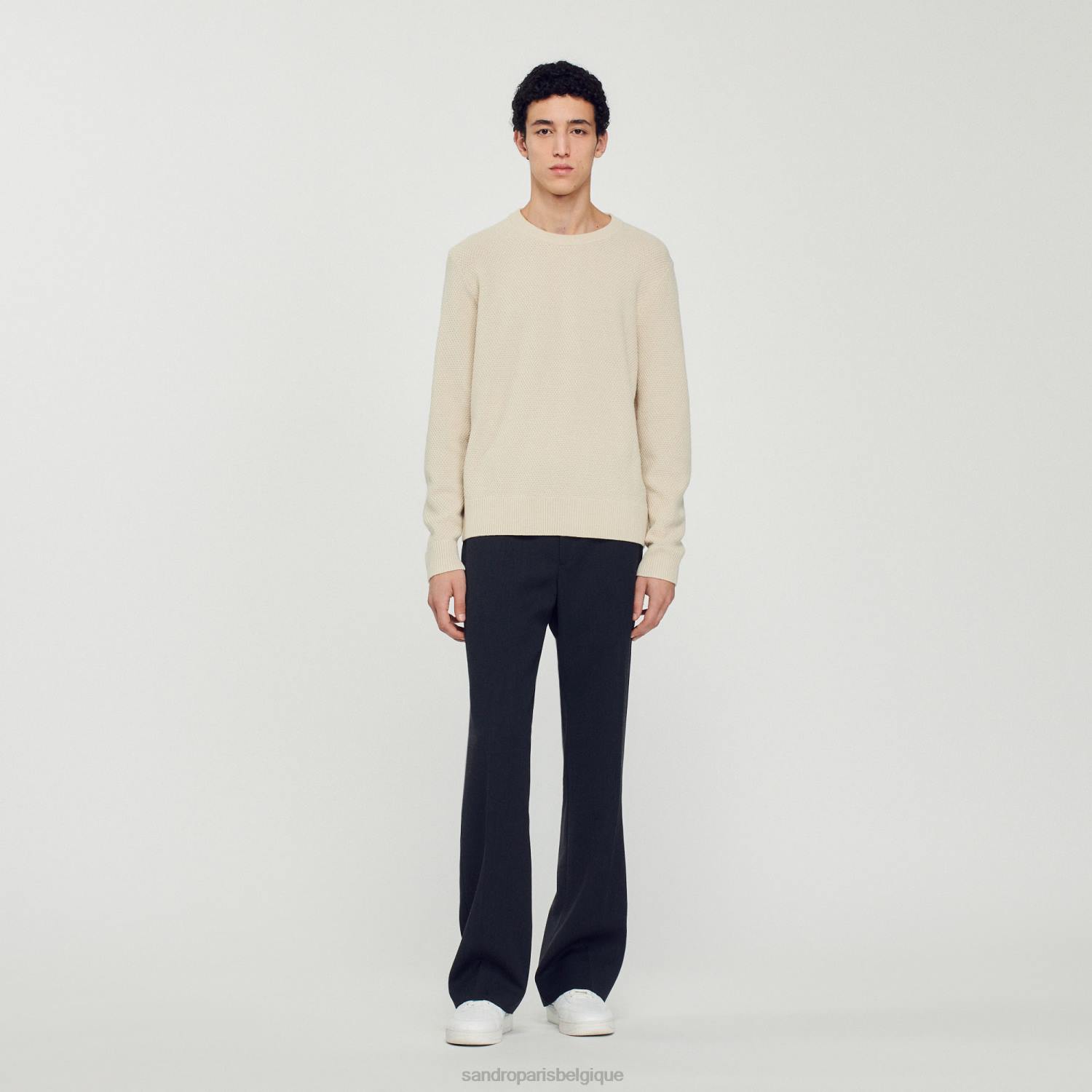 vêtements Sandro Paris pull en laine écru Hommes XLXD688
