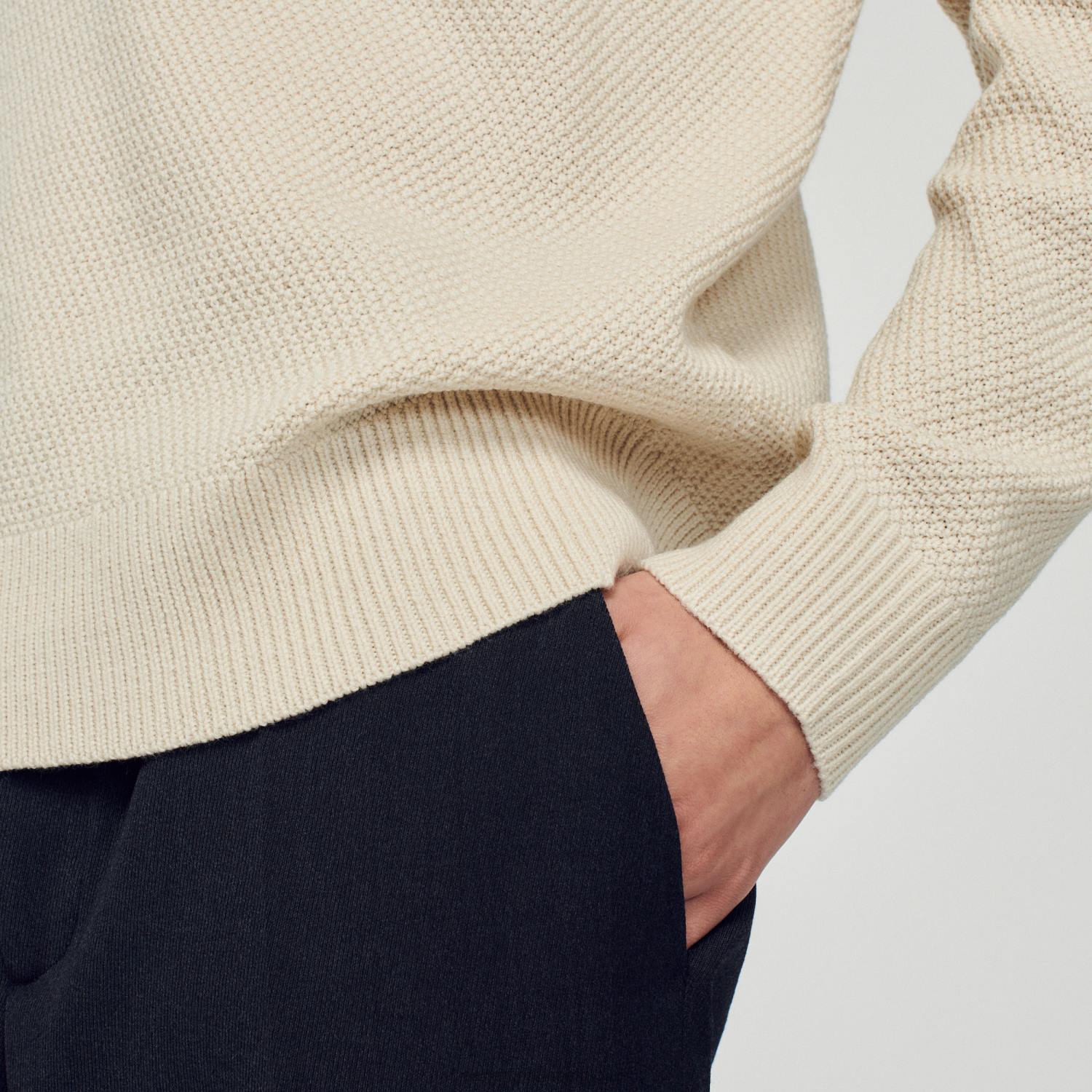 vêtements Sandro Paris pull en laine écru Hommes XLXD688