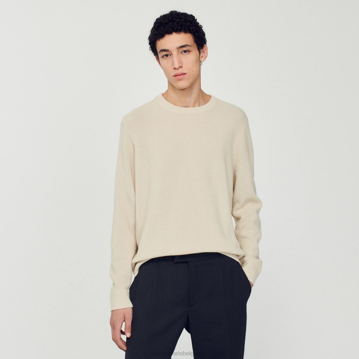 vêtements Sandro Paris pull en laine écru Hommes XLXD688