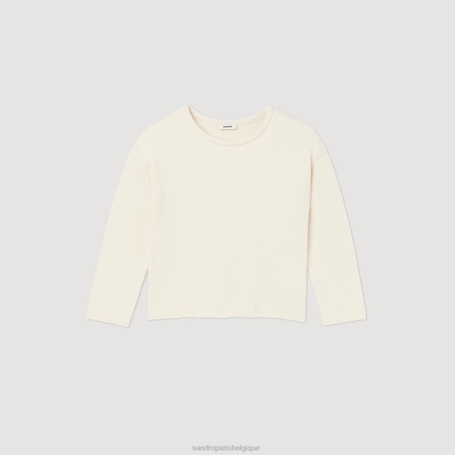 vêtements Sandro Paris pull en maille bouclée écru Hommes XLXD764
