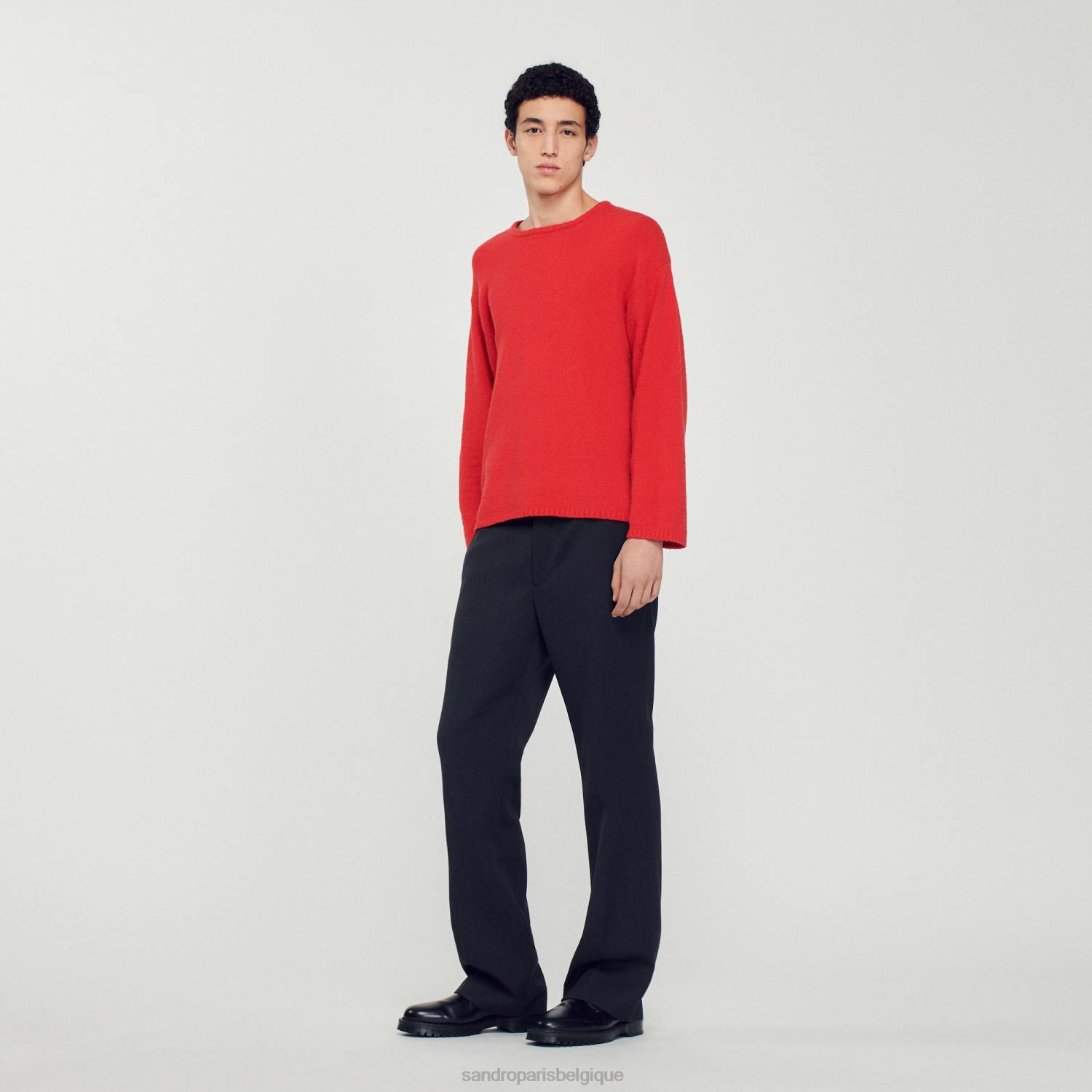 vêtements Sandro Paris pull en maille bouclée rouge Hommes XLXD813