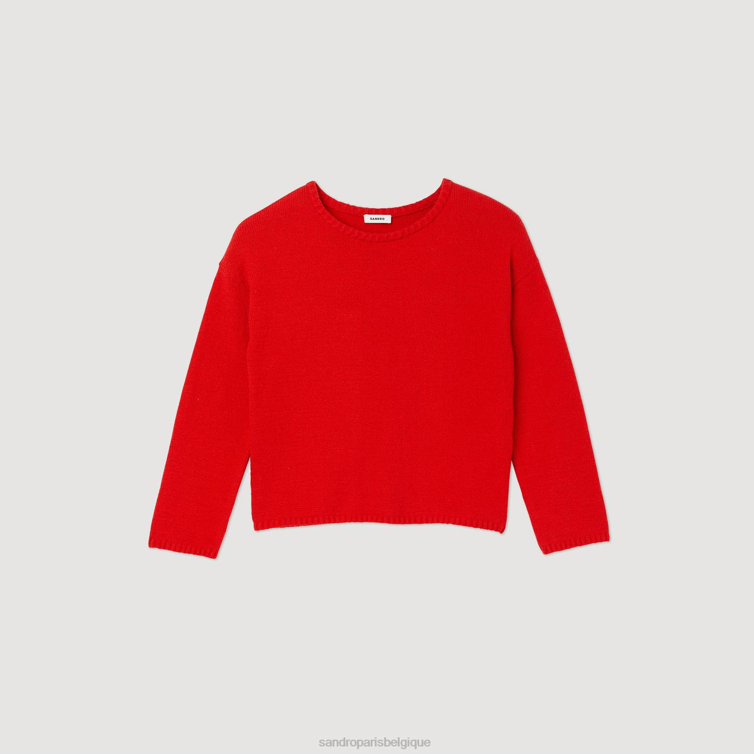 vêtements Sandro Paris pull en maille bouclée rouge Hommes XLXD813