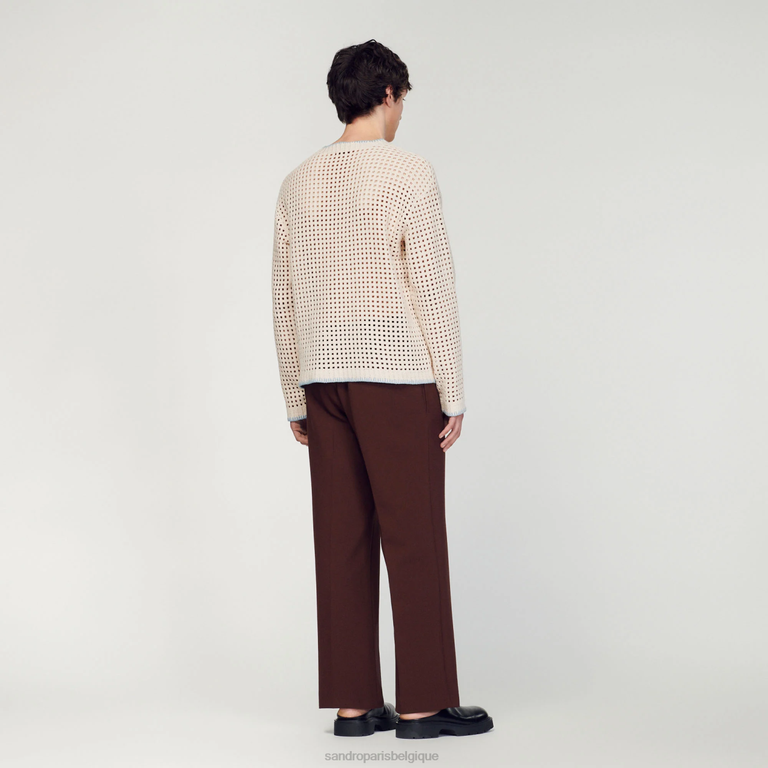 vêtements Sandro Paris pull en tricot au crochet bleu Hommes XLXD706