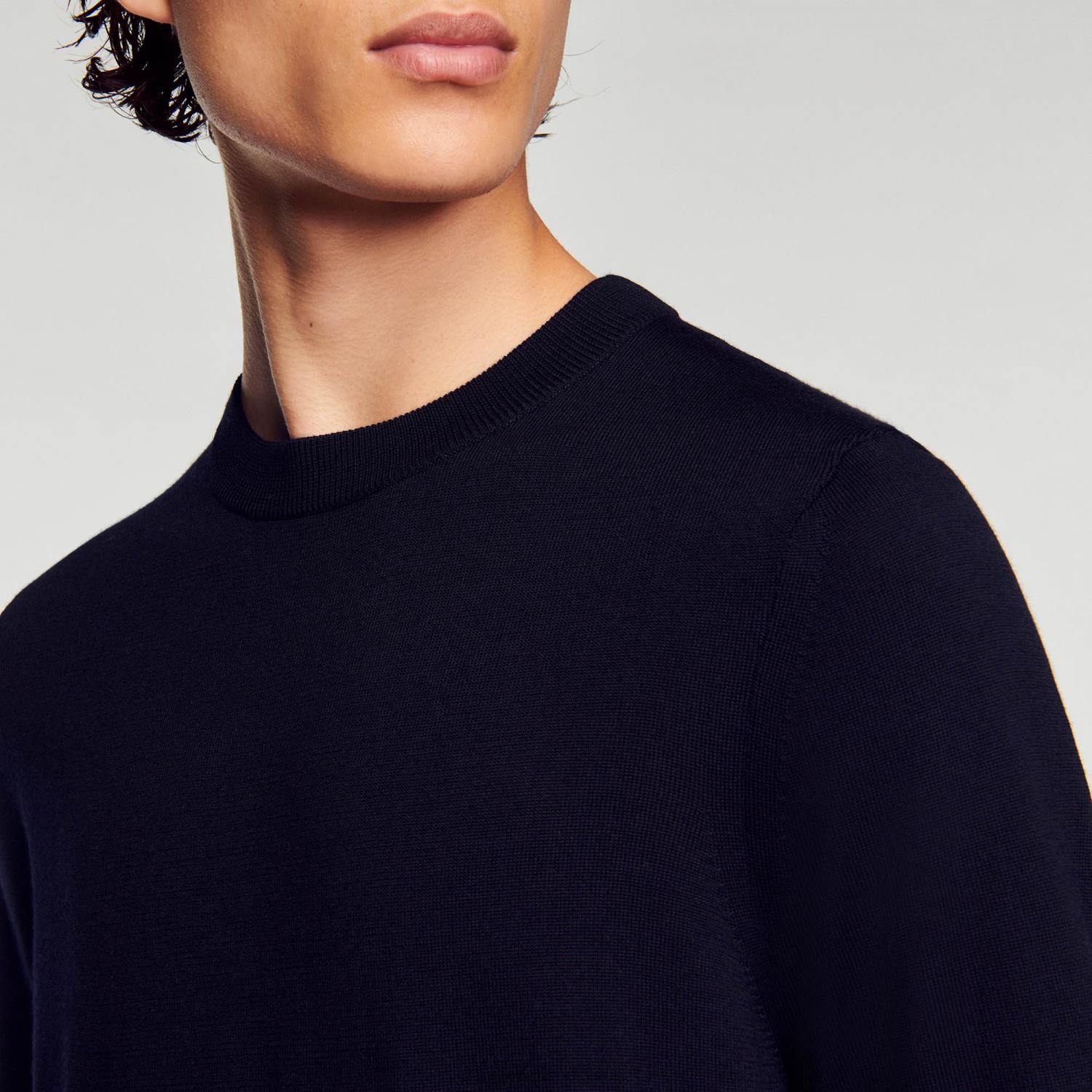 vêtements Sandro Paris pull tricoté en mérinos bleu marine Hommes XLXD670