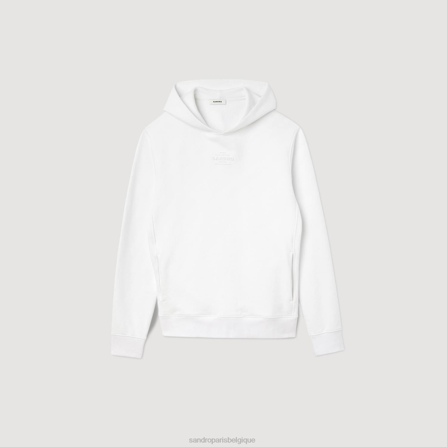 vêtements Sandro Paris sweat à capuche avec logo en caoutchouc blanc Hommes XLXD788