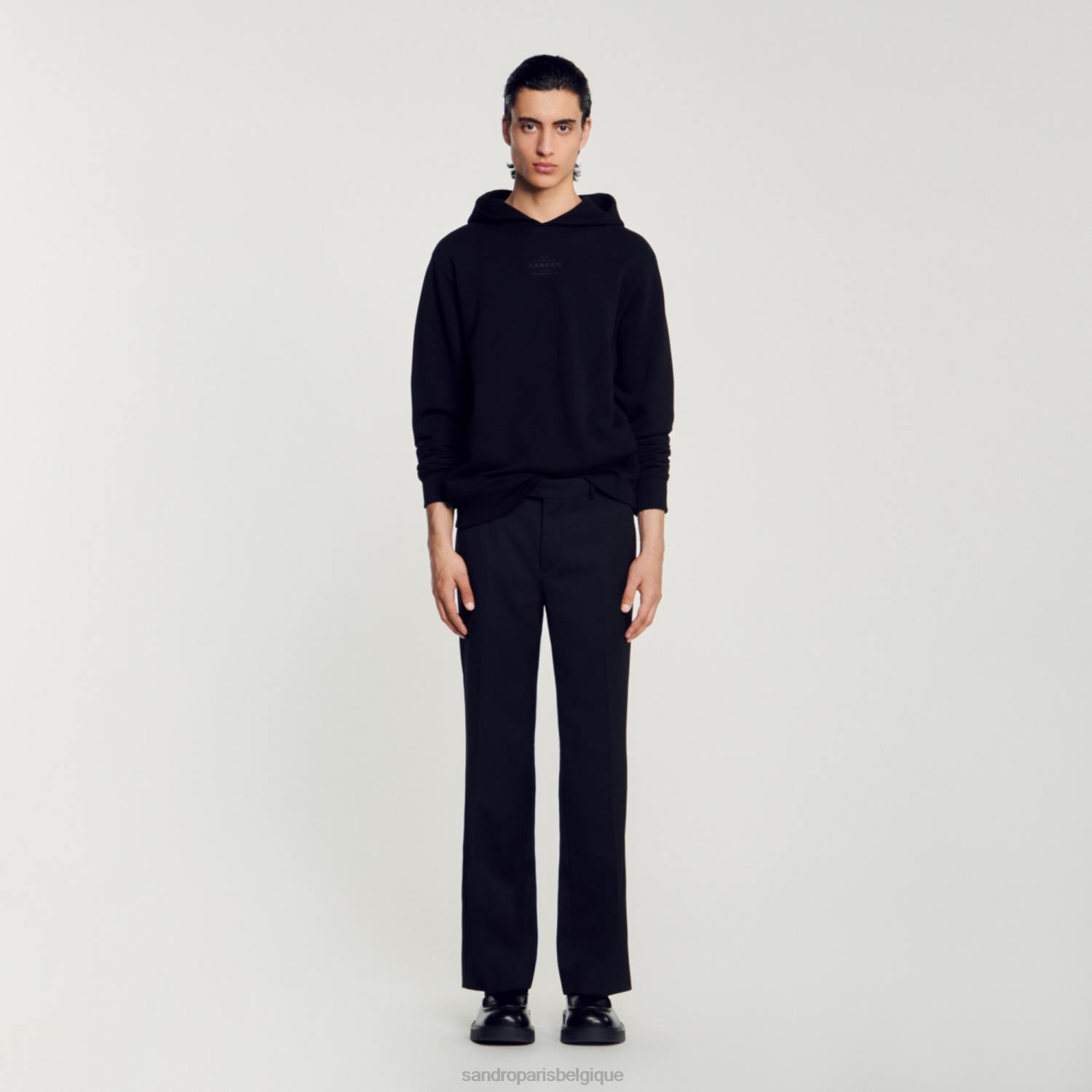 vêtements Sandro Paris sweat à capuche avec logo en caoutchouc noir Hommes XLXD789