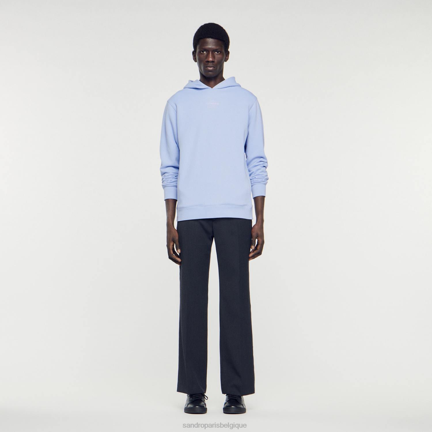 vêtements Sandro Paris sweat à capuche avec logo en caoutchouc une couleur Hommes XLXD736