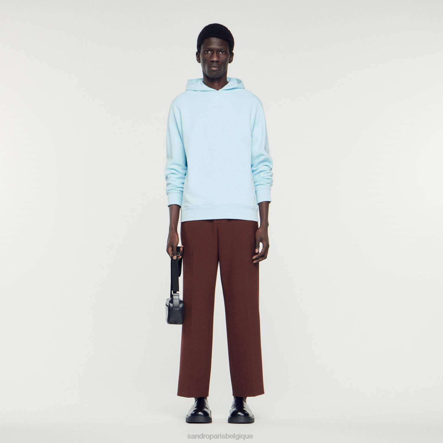 vêtements Sandro Paris sweat à capuche avec logo en caoutchouc une couleur Hommes XLXD738