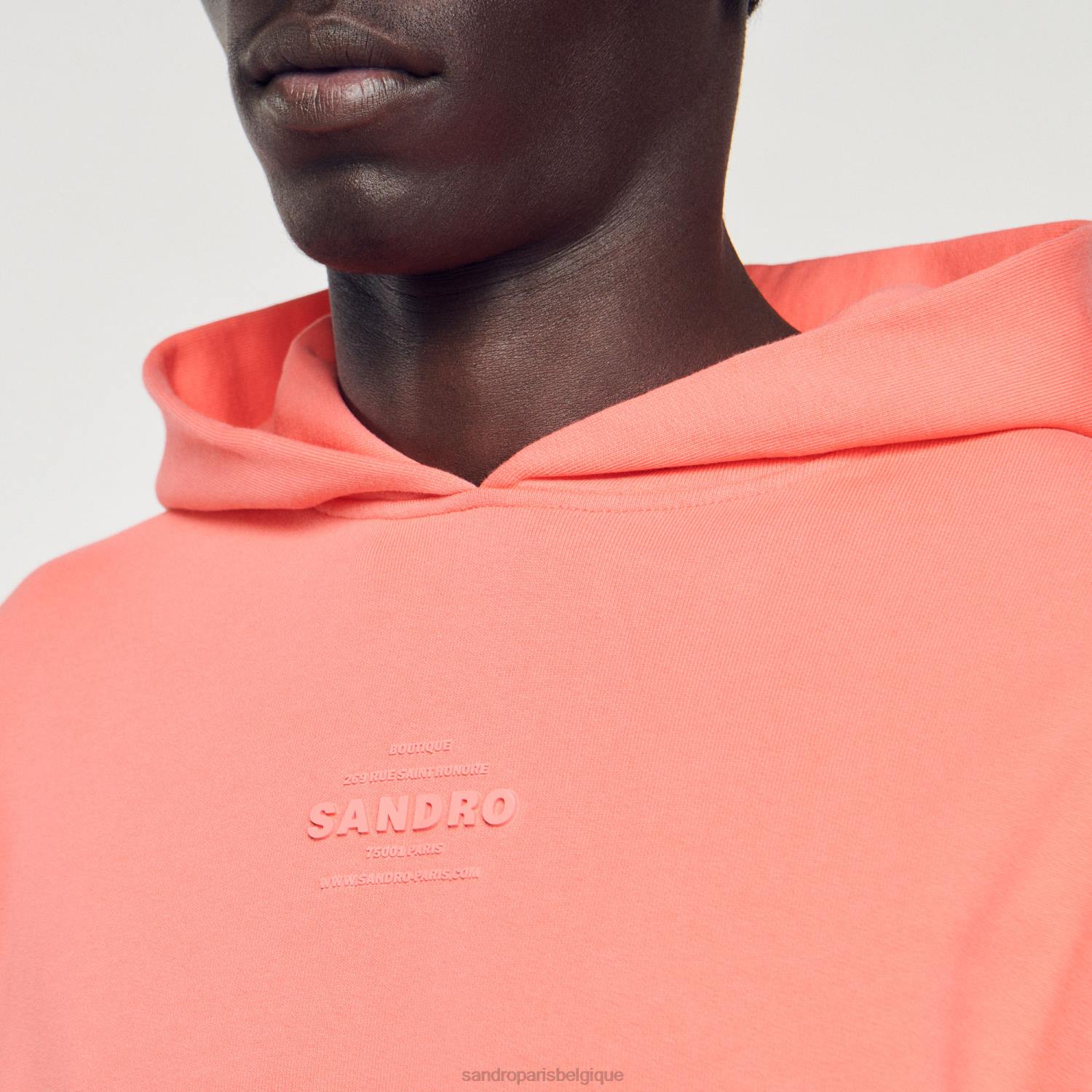 vêtements Sandro Paris sweat à capuche avec logo en caoutchouc une couleur Hommes XLXD790