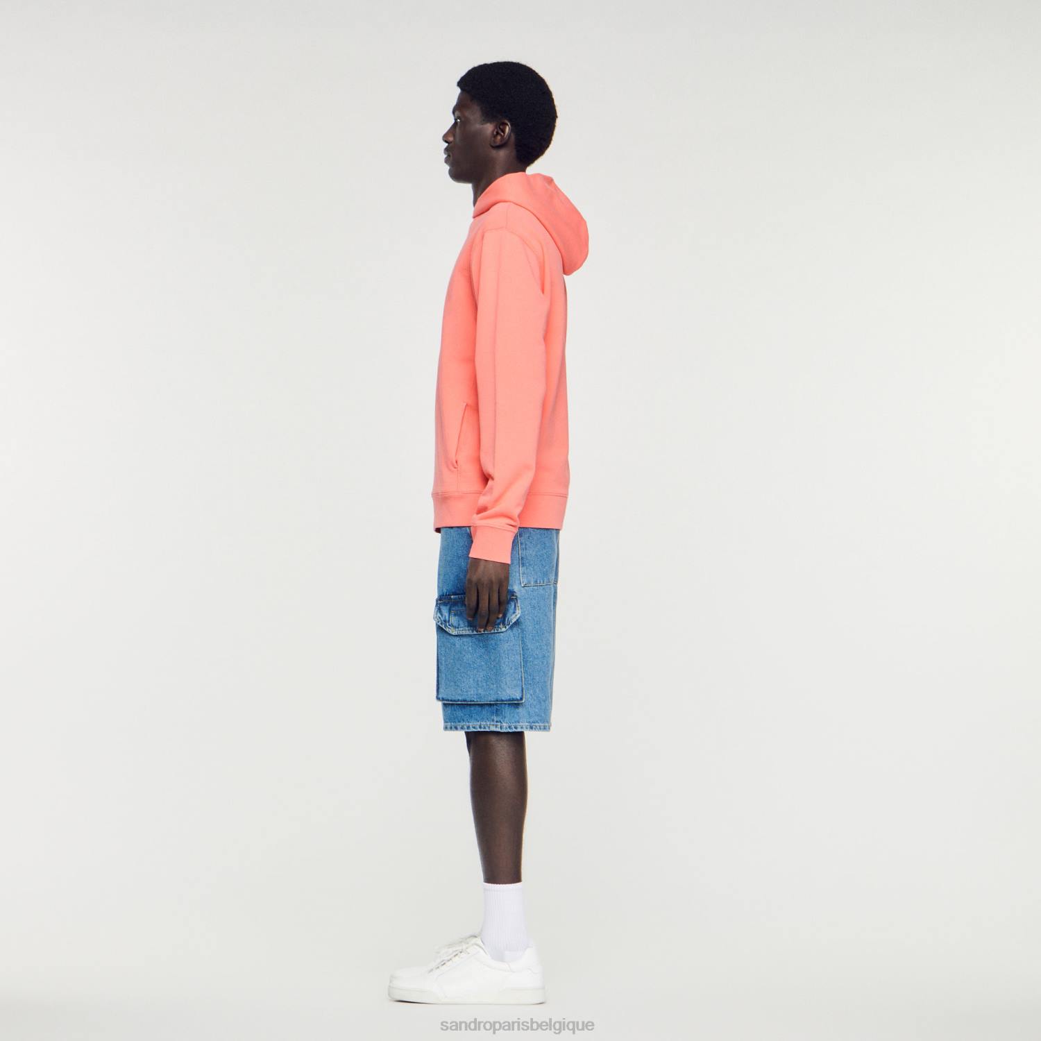 vêtements Sandro Paris sweat à capuche avec logo en caoutchouc une couleur Hommes XLXD790