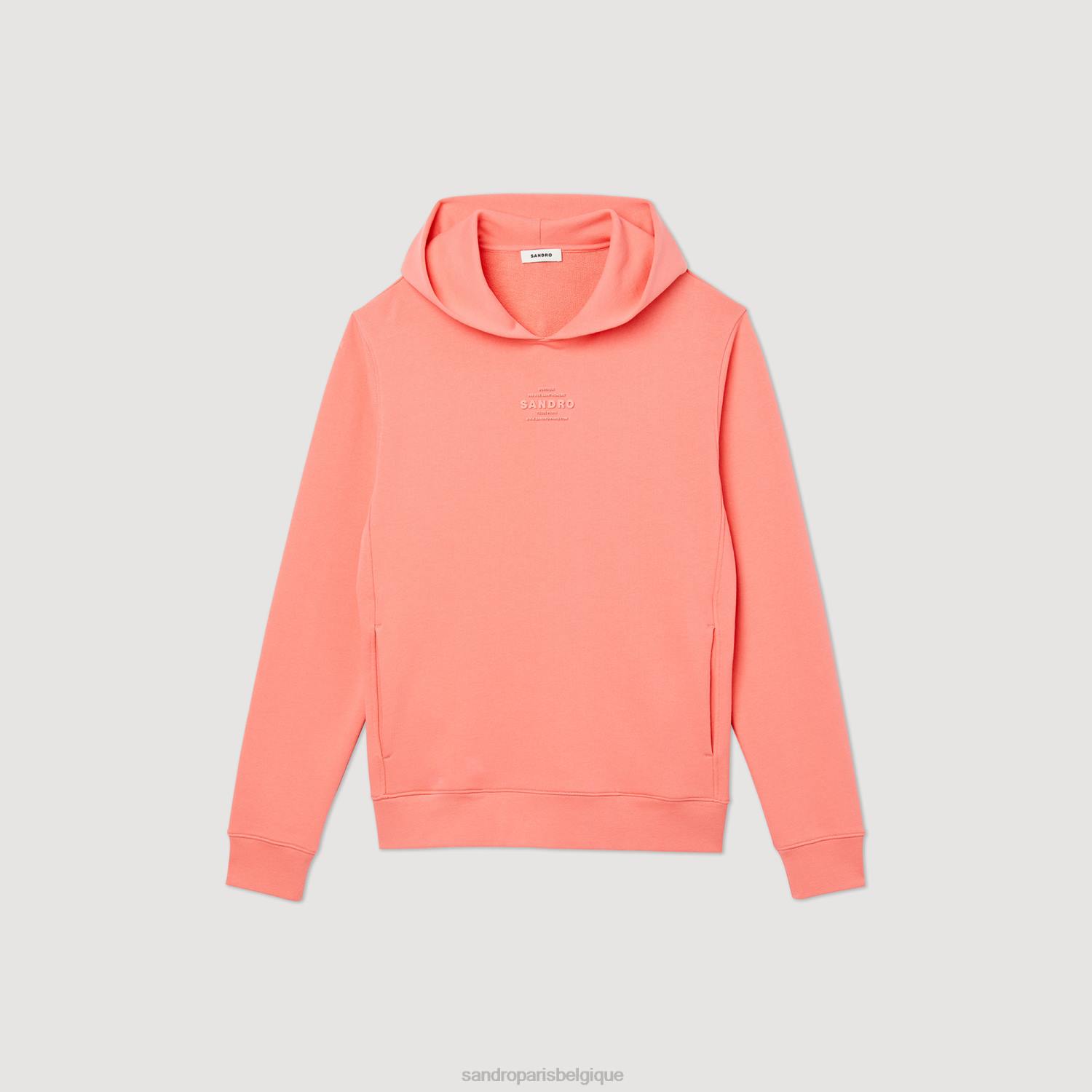 vêtements Sandro Paris sweat à capuche avec logo en caoutchouc une couleur Hommes XLXD790