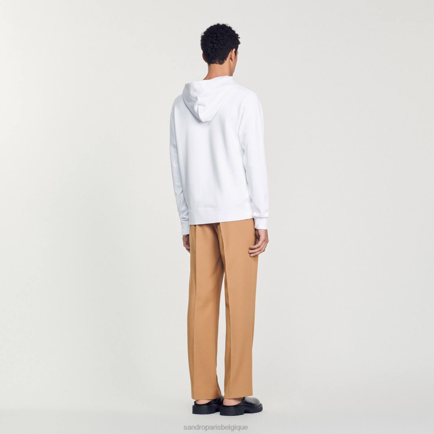 vêtements Sandro Paris sweat à capuche brodé blanc Hommes XLXD801
