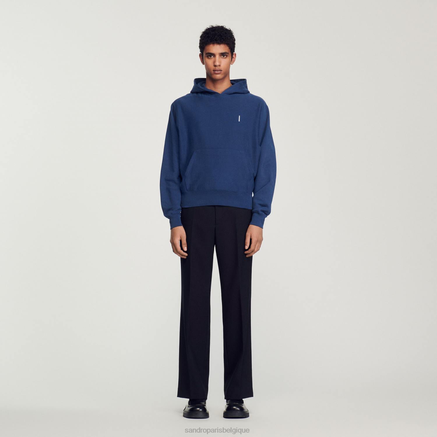 vêtements Sandro Paris sweat à capuche en polaire bleu Hommes XLXD671