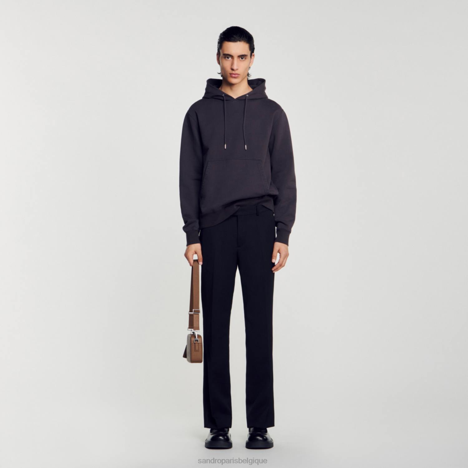 vêtements Sandro Paris sweat à capuche en polaire gris charbon Hommes XLXD692
